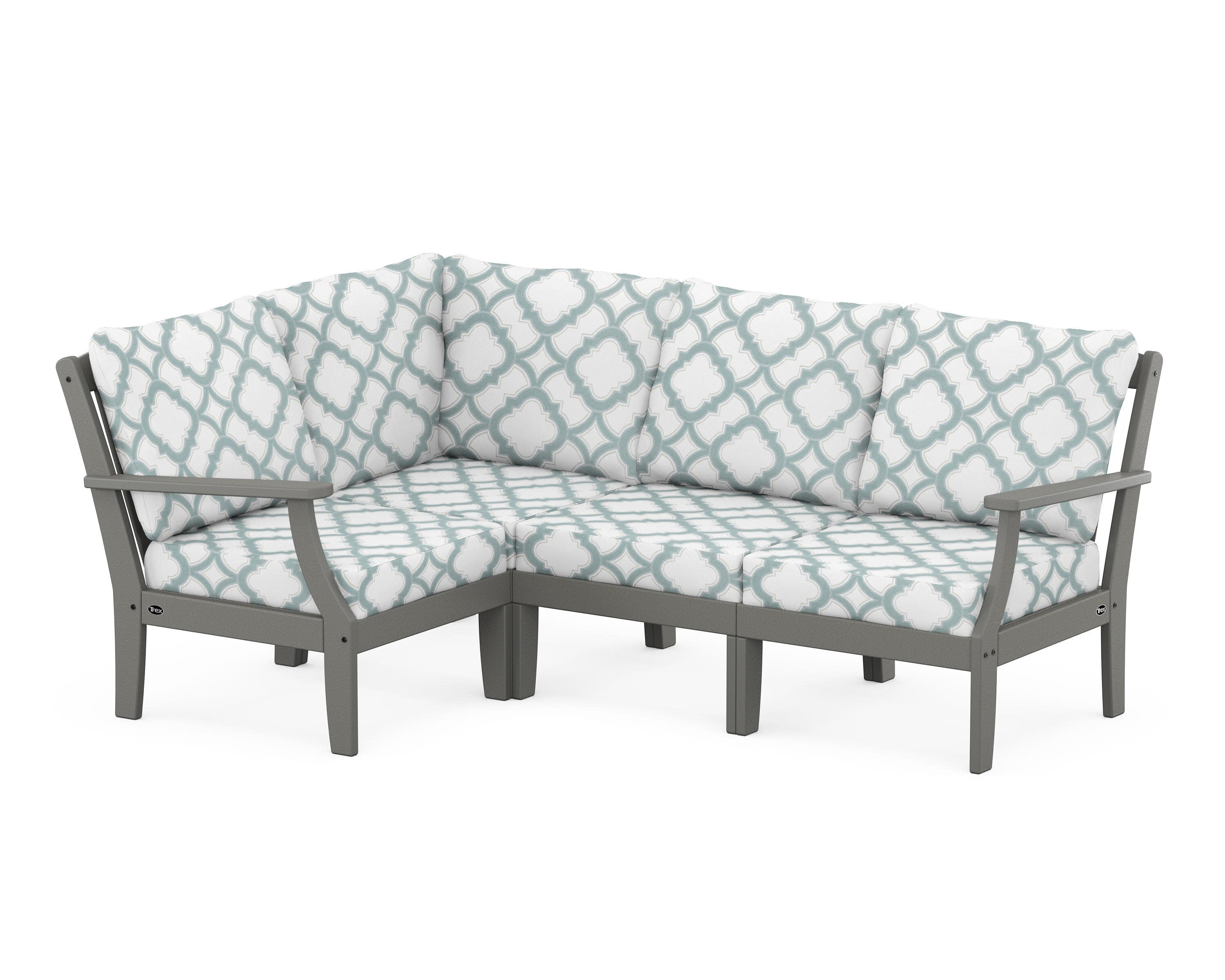 Yacht Club Modular 4-Piece Deep Seating Set in Stepping Stone / Trellis Glacier Spa