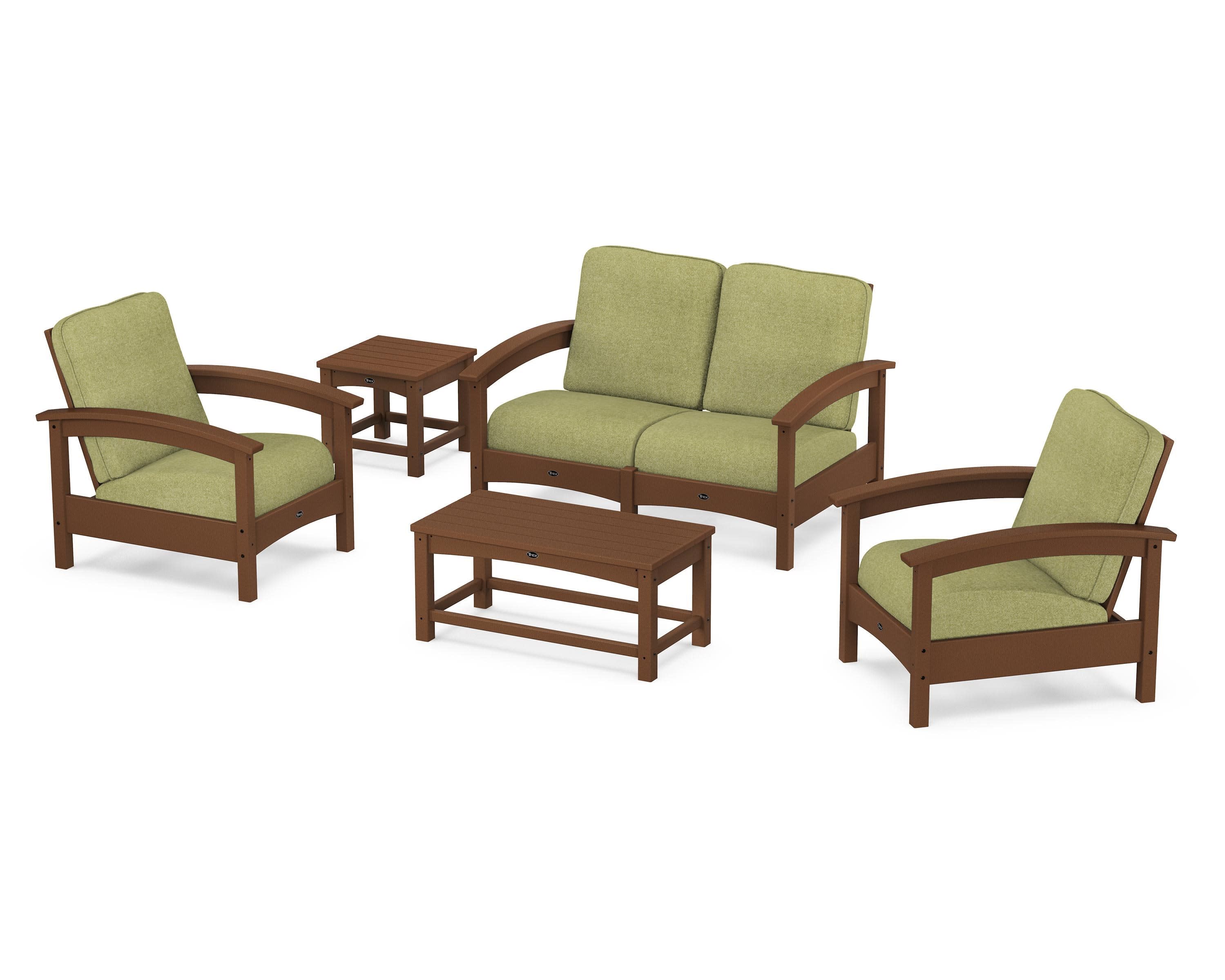 Rockport Club 6-Piece Deep Seating Conversation Set in Tree House / Chartreuse Boucle