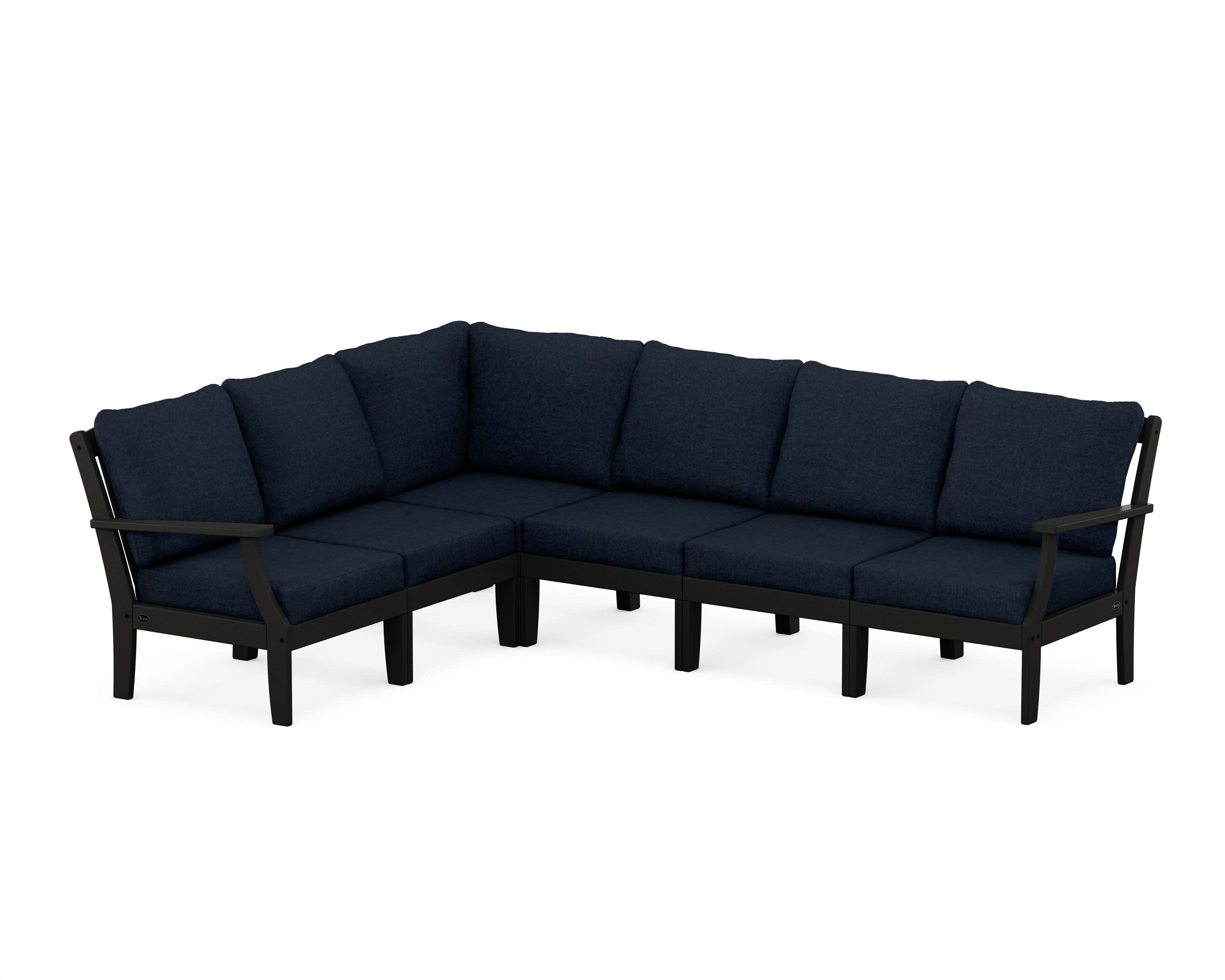 Yacht Club Modular 6-Piece Deep Seating Set in Charcoal Black / Marine Indigo