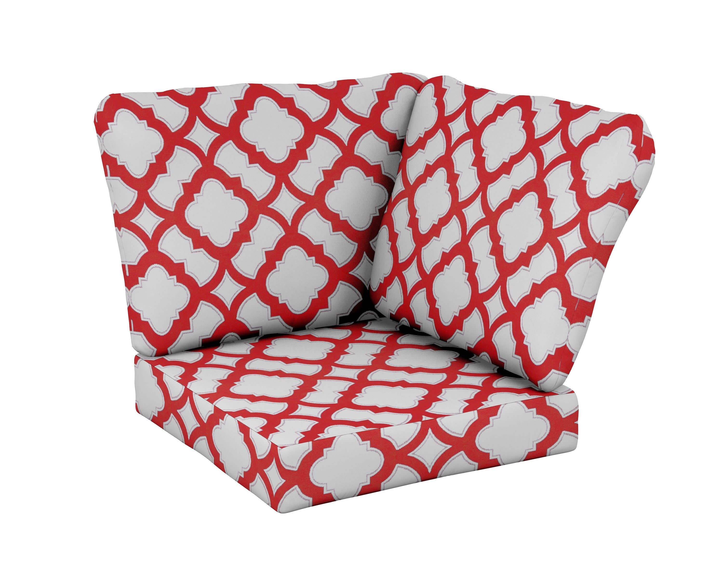 Baffle Modular Corner Cushion in Trellis Crimson
