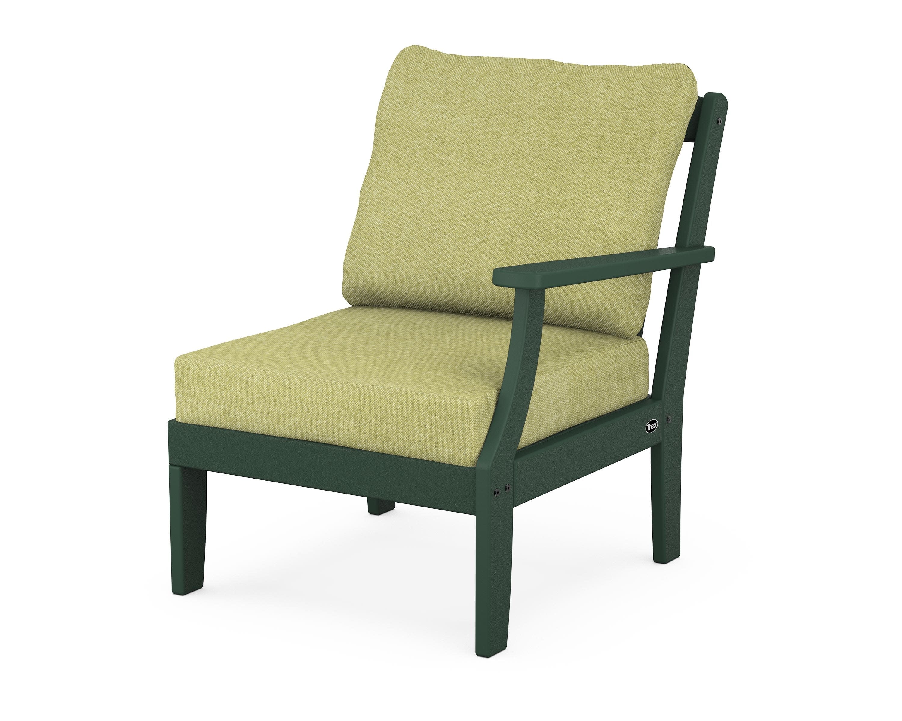 Yacht Club Modular Right Arm Chair in Rainforest Canopy / Chartreuse Boucle