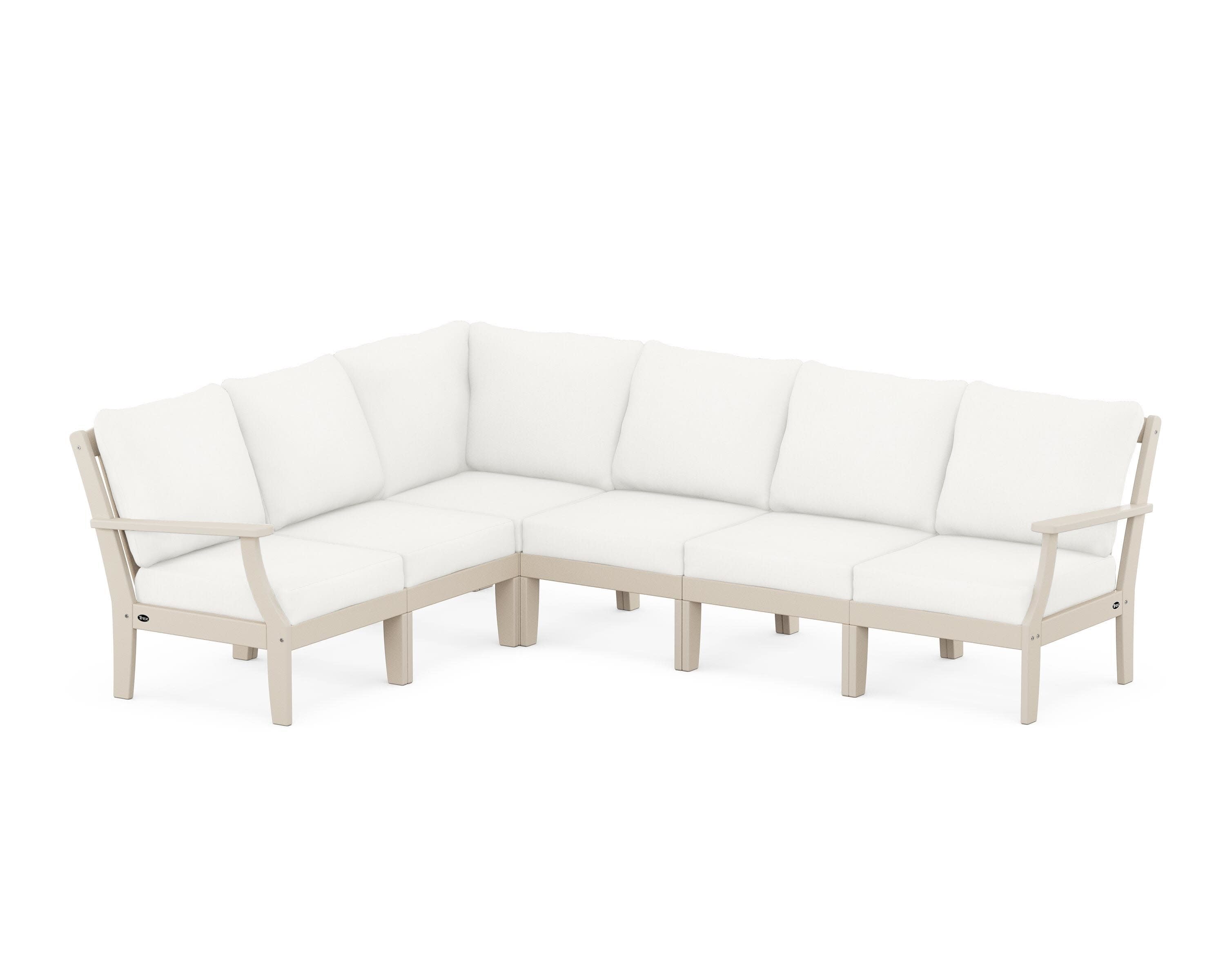 Yacht Club Modular 6-Piece Deep Seating Set in Sand Castle / Natural Linen