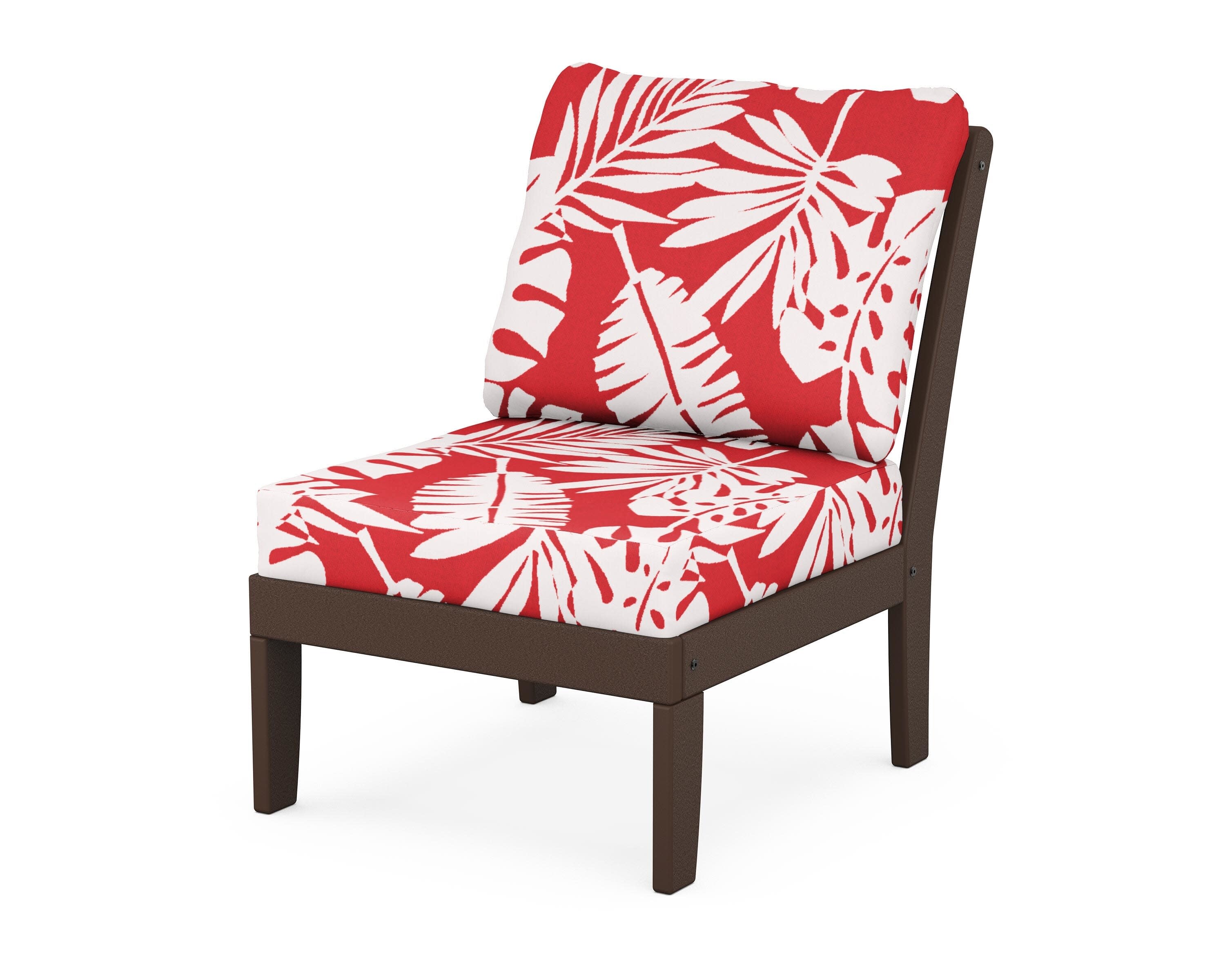 Yacht Club Modular Armless Chair in Vintage Lantern / Leaf Crimson