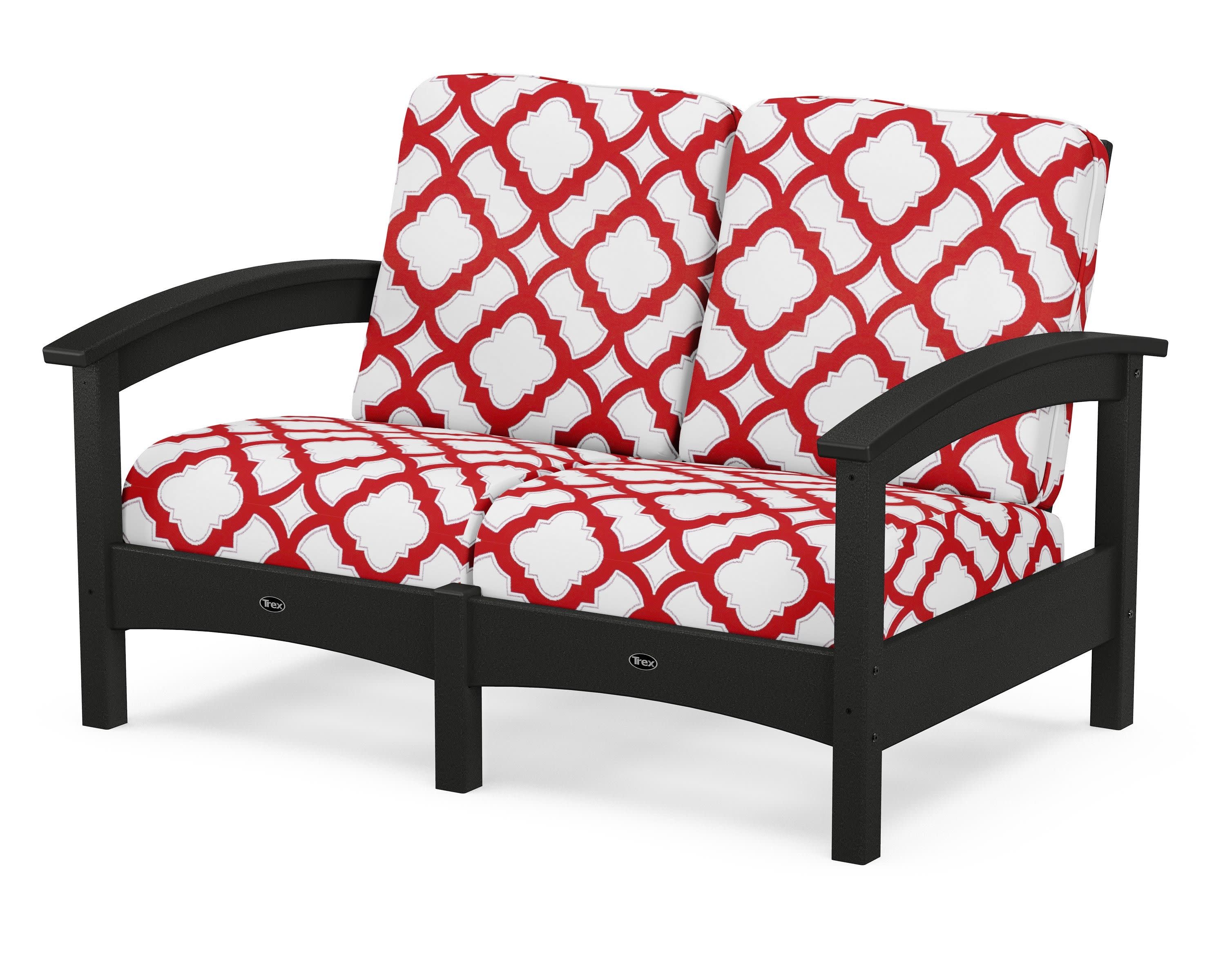Rockport Club Loveseat in Charcoal Black / Trellis Crimson