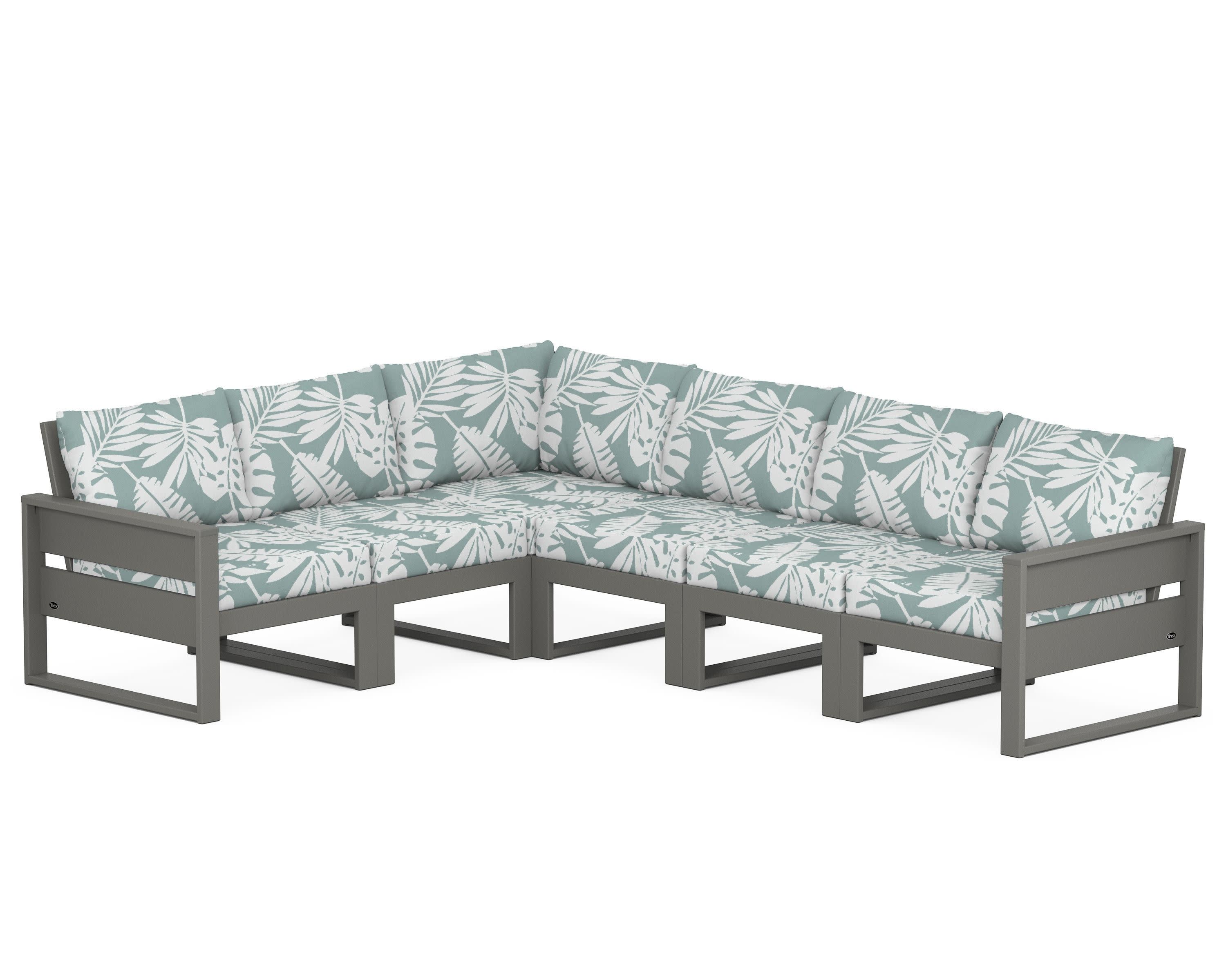 Eastport 6-Piece Sectional in Stepping Stone / Leaf Glacier Spa