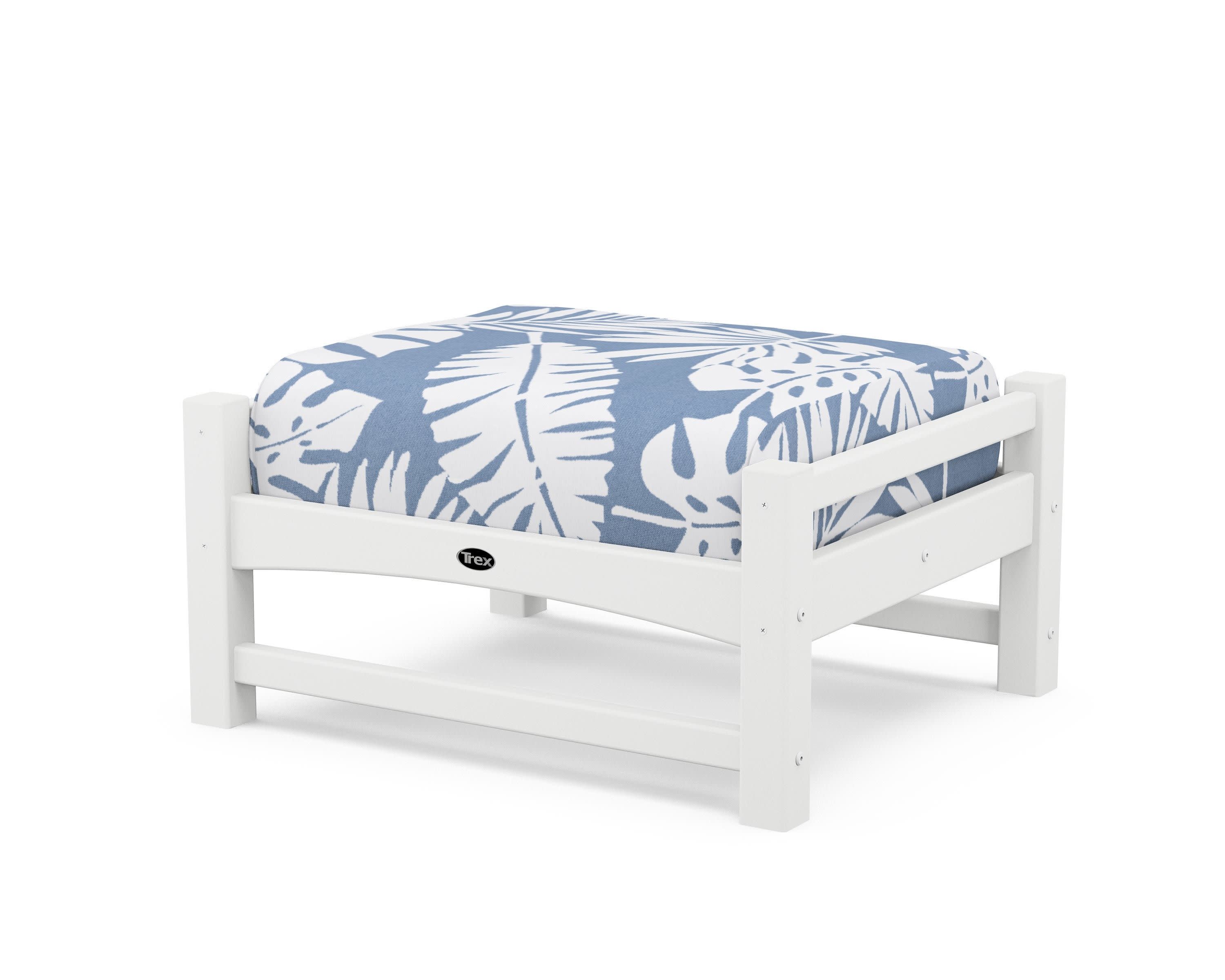 Rockport Club Ottoman in Classic White / Leaf Sky Blue