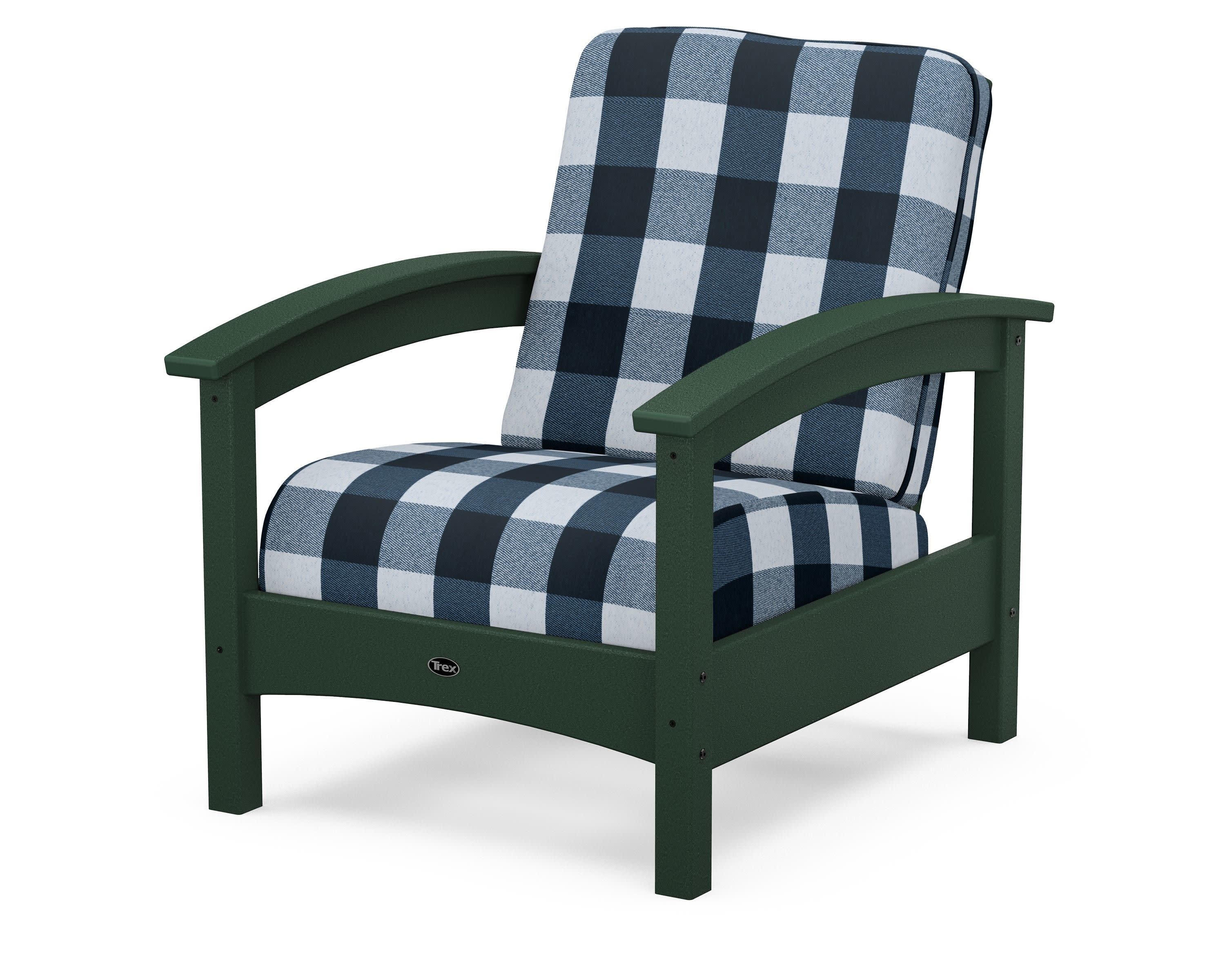 Rockport Club Chair in Rainforest Canopy / Buffalo Plaid Marine Indigo