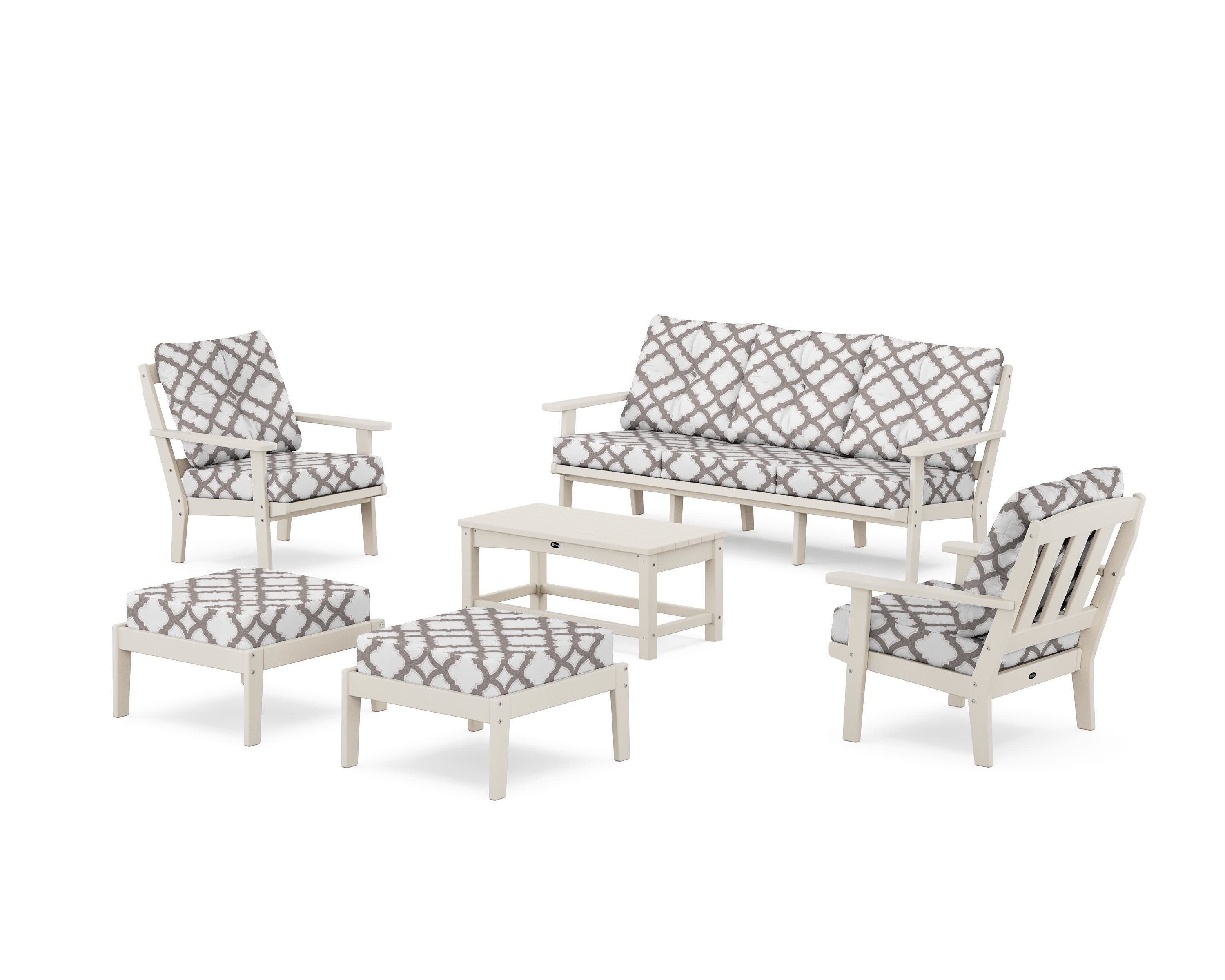 Cape Cod 6-Piece Lounge Sofa Set in Sand Castle / Trellis Grey Mist