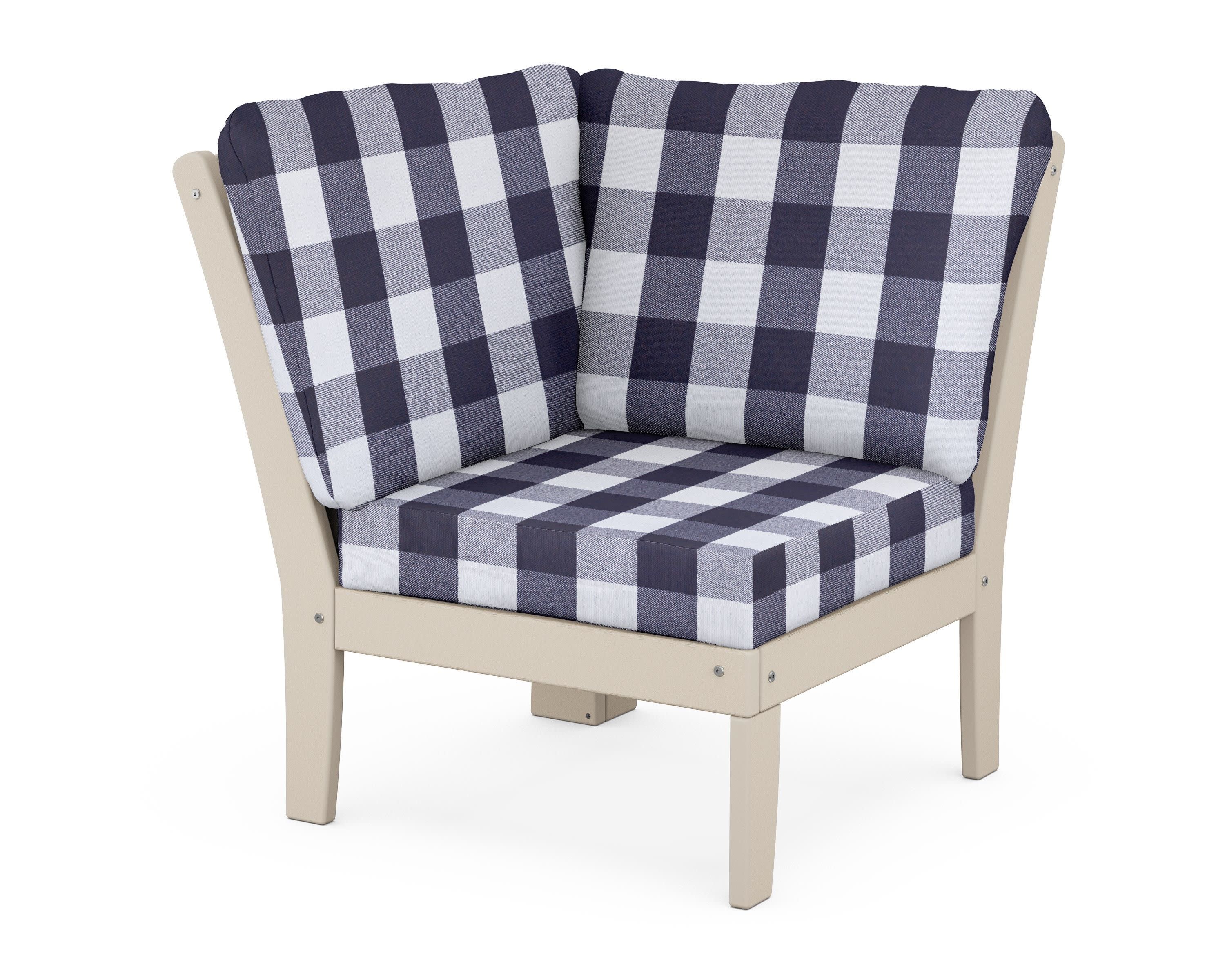 Yacht Club Modular Corner Chair in Sand Castle / Buffalo Plaid Navy