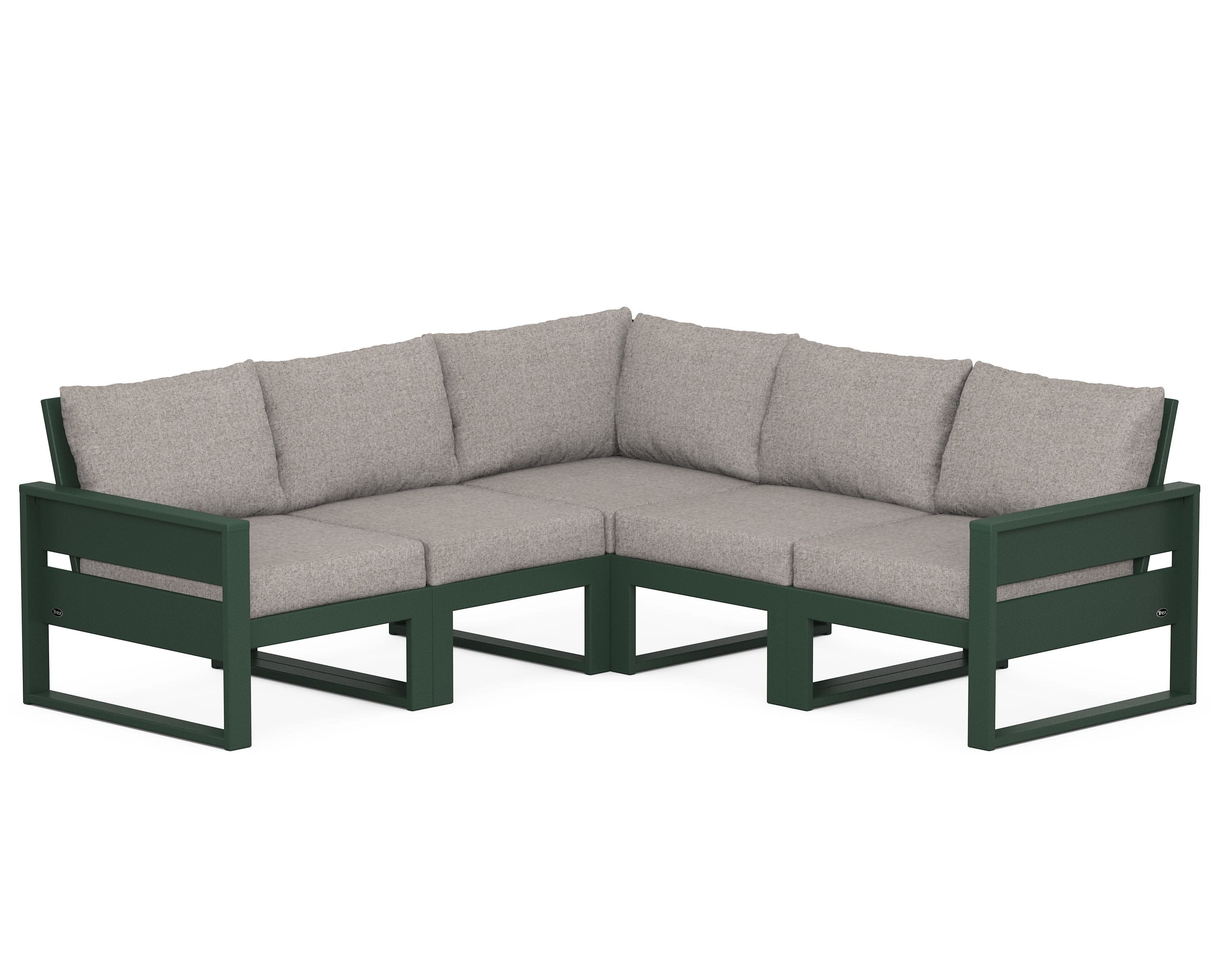 Eastport 5-Piece Sectional in Rainforest Canopy / Weathered Tweed