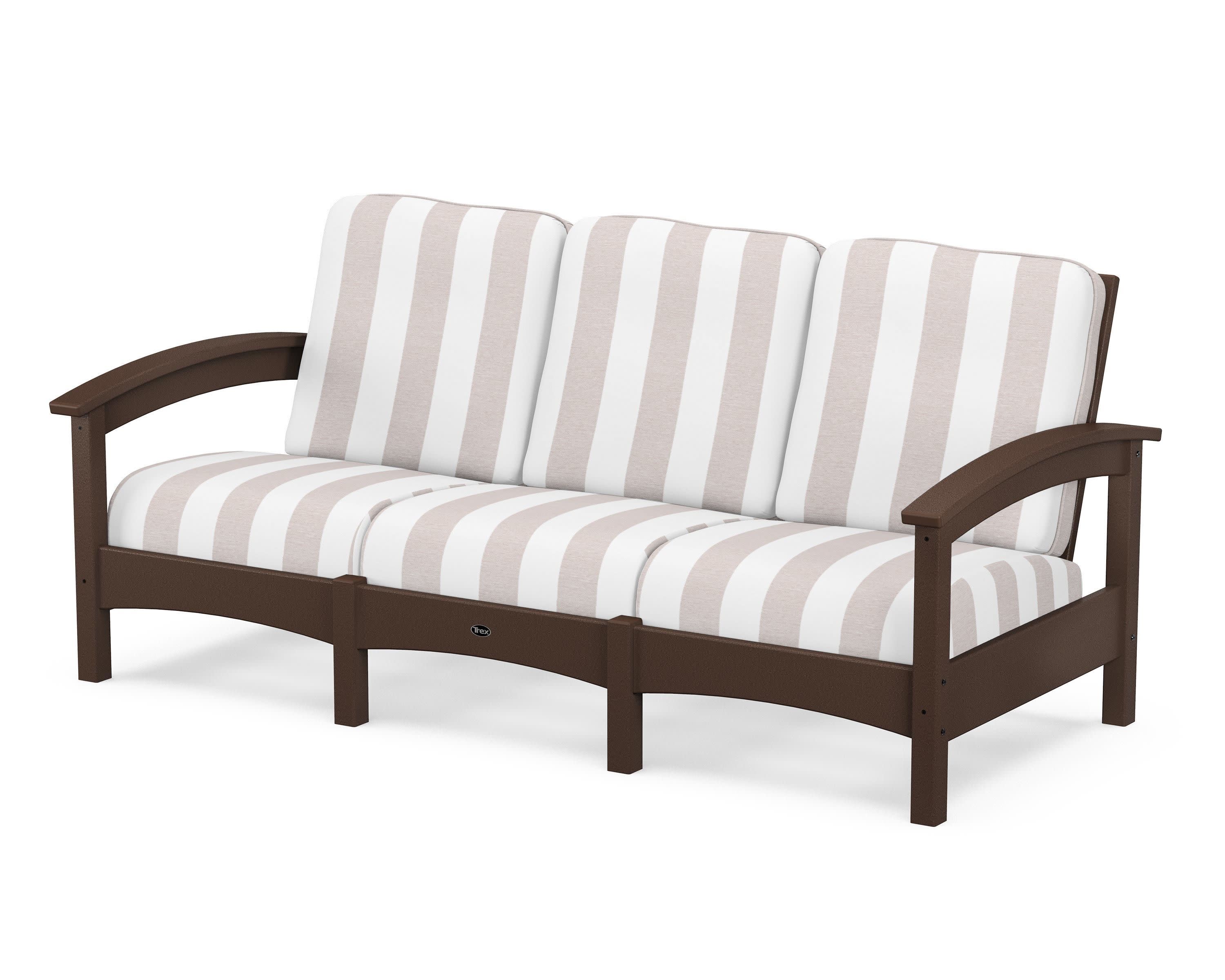Rockport Club Sofa in Vintage Lantern / Cabana Stripe Dune Burlap