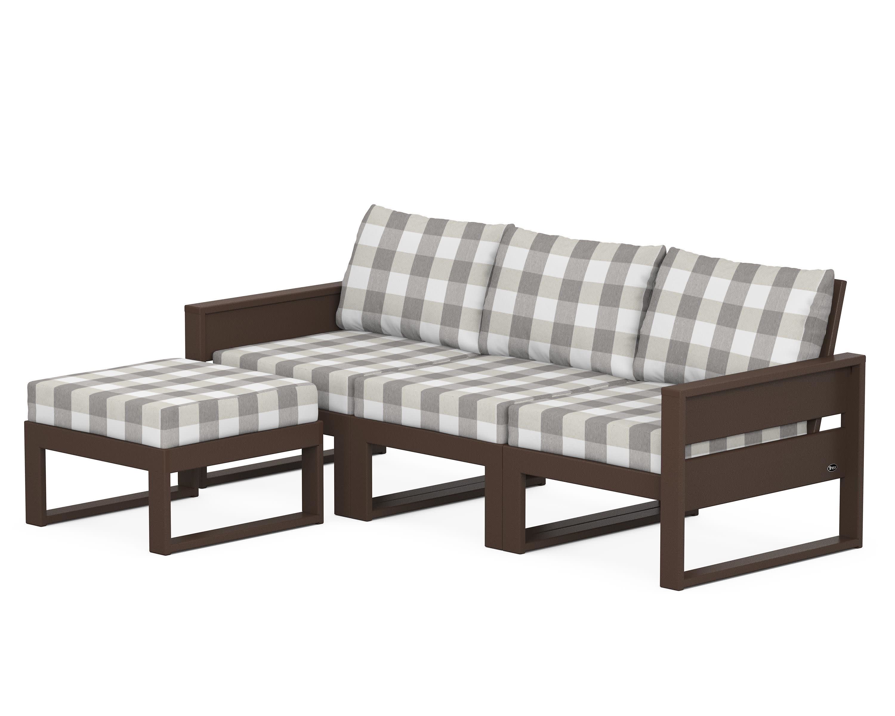 Eastport 4- Piece Sectional with Ottoman in Vintage Lantern / Buffalo Plaid Grey Mist
