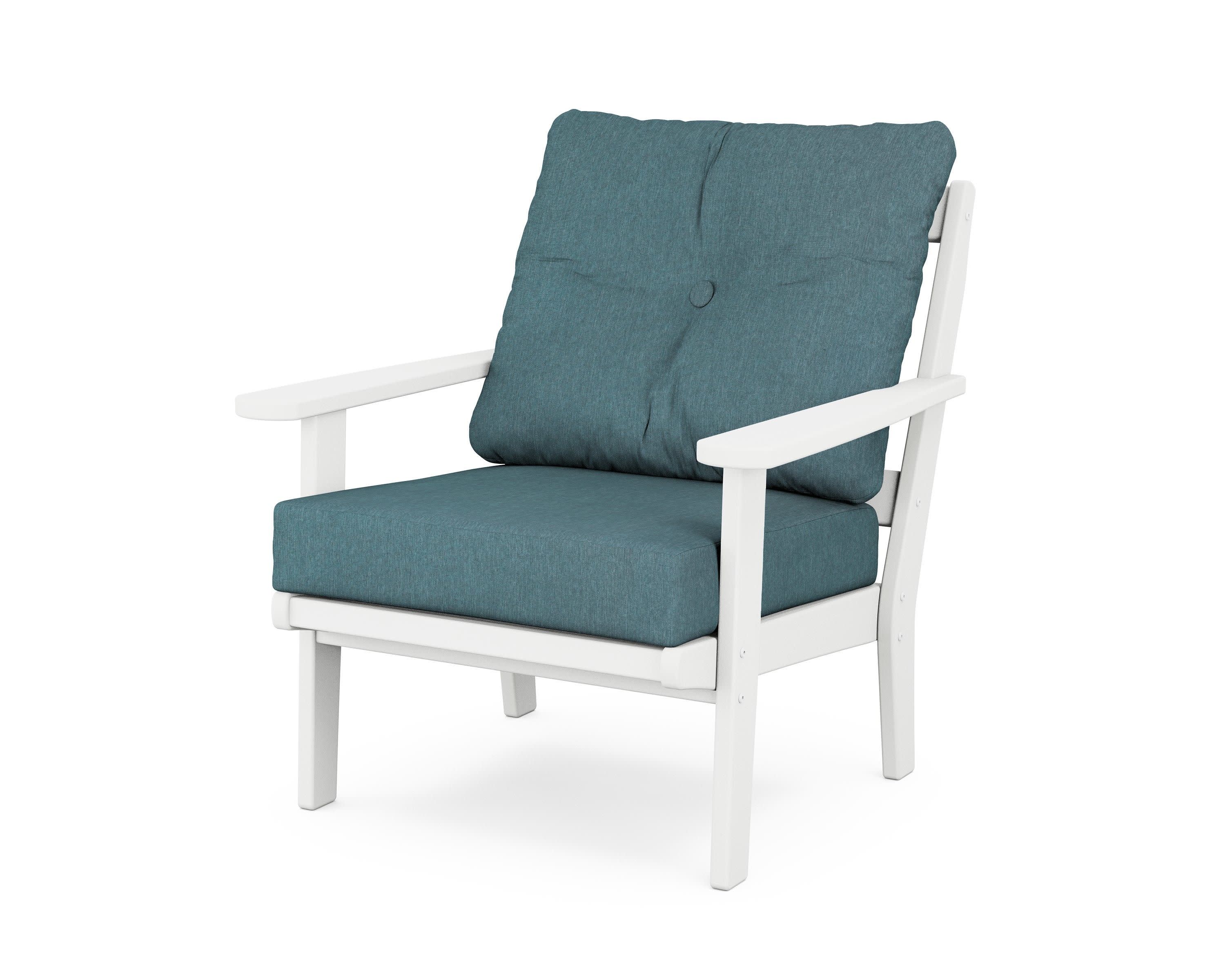 Cape Cod Deep Seating Chair in Classic White / Ocean Teal