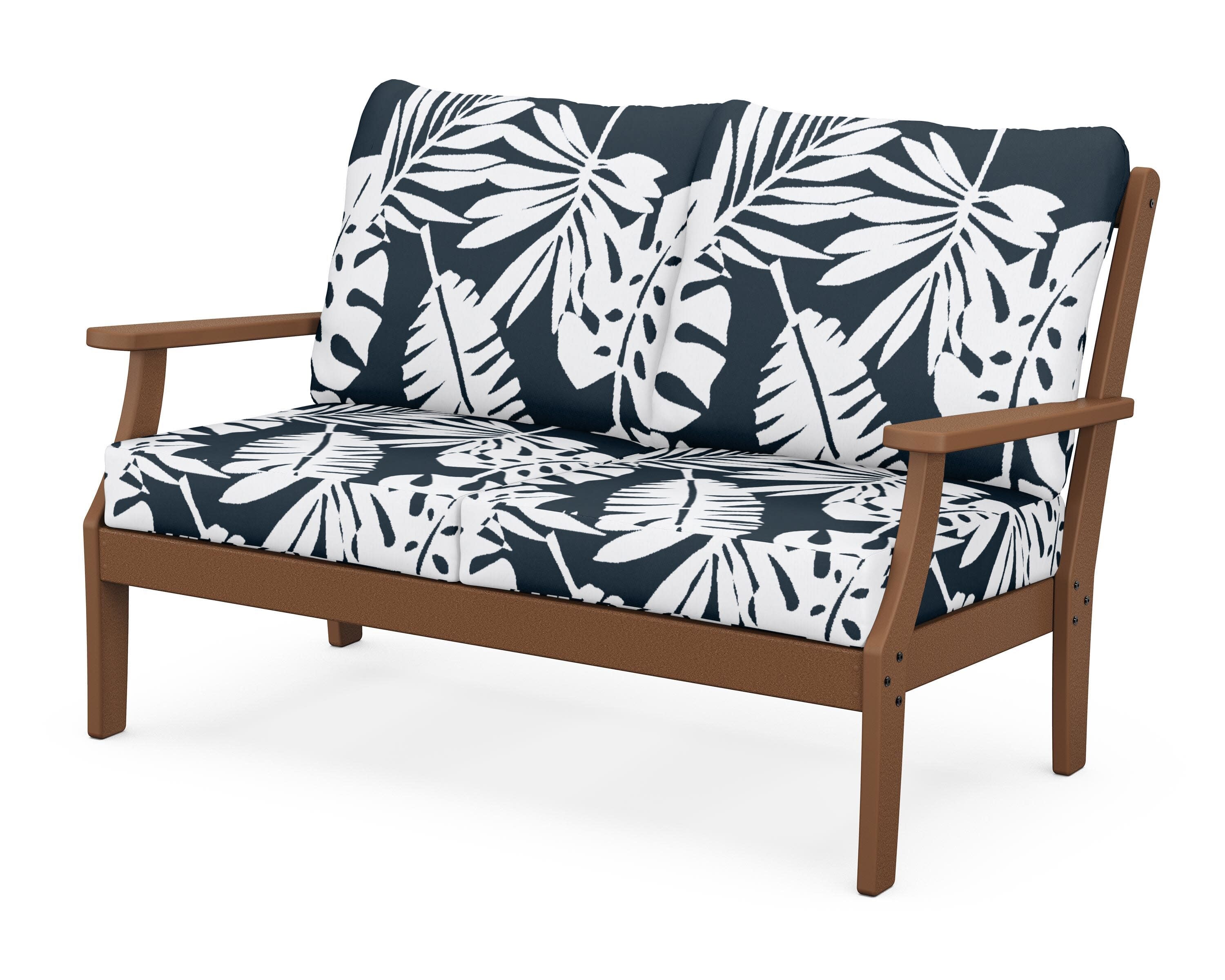 Yacht Club Deep Seating Loveseat in Tree House / Leaf Marine Indigo
