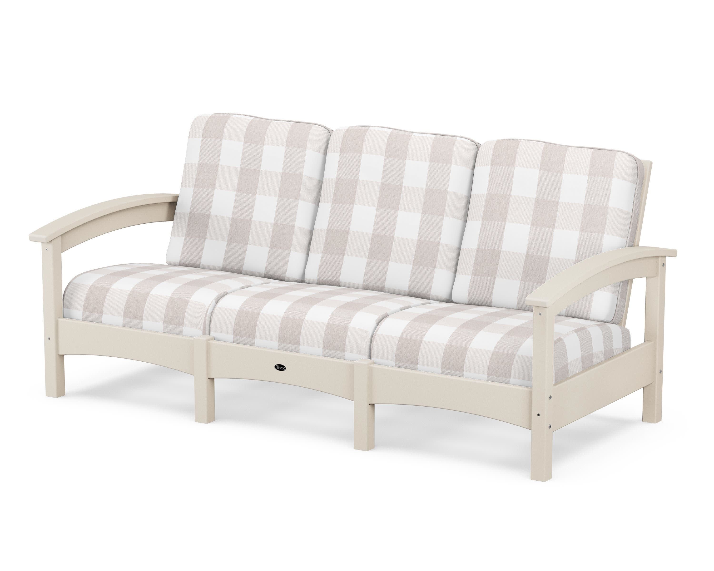 Rockport Club Sofa in Sand Castle / Buffalo Plaid Dune Burlap
