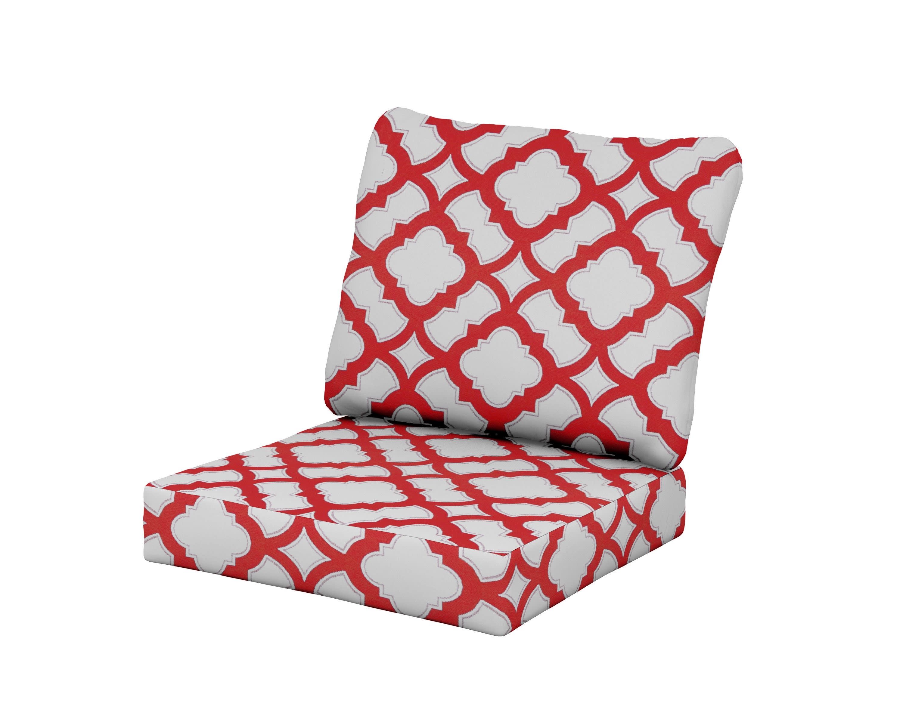Baffle Seat/Back Cushion in Trellis Crimson