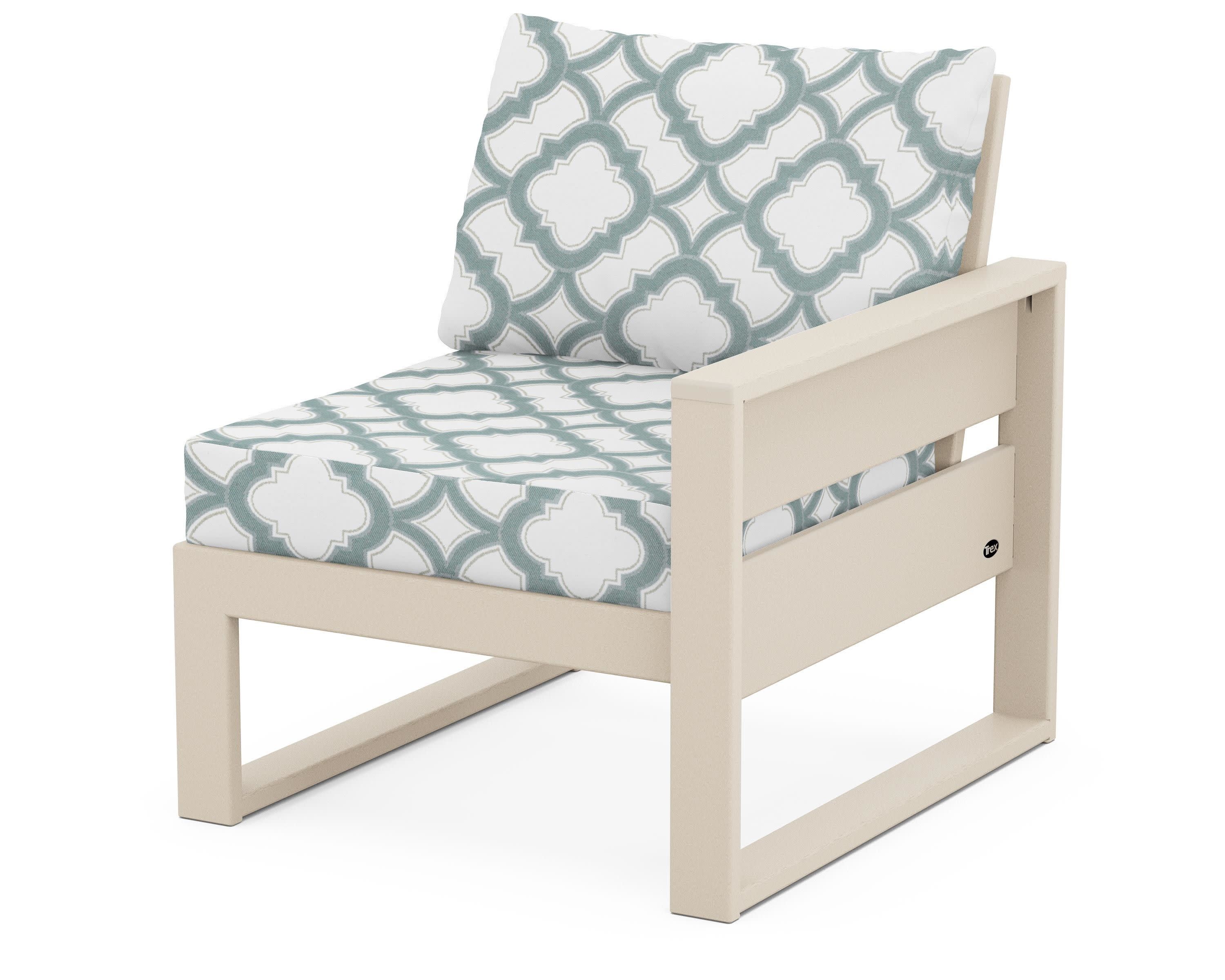 Eastport Modular Right Arm Chair in Sand Castle / Trellis Glacier Spa