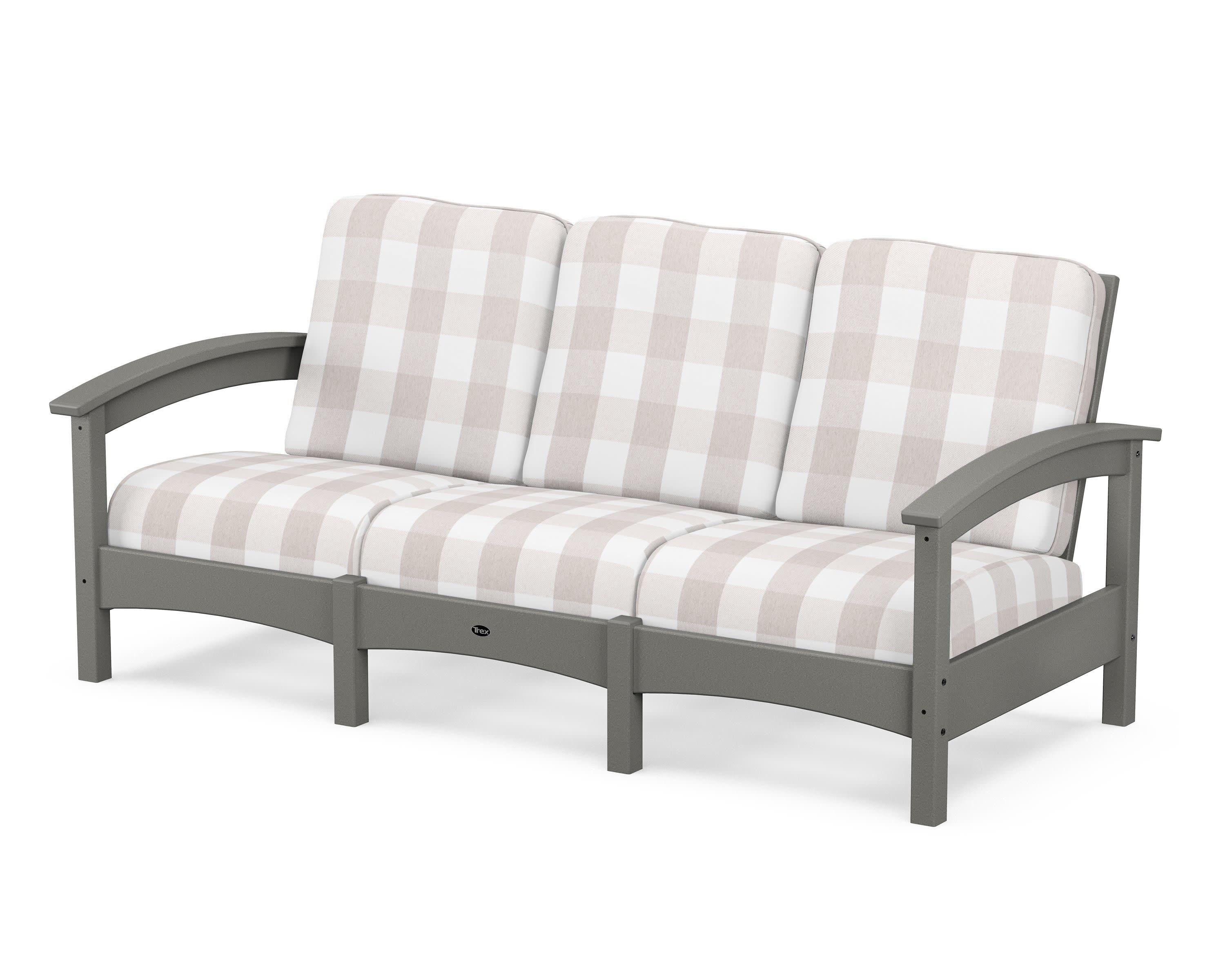 Rockport Club Sofa in Stepping Stone / Buffalo Plaid Dune Burlap