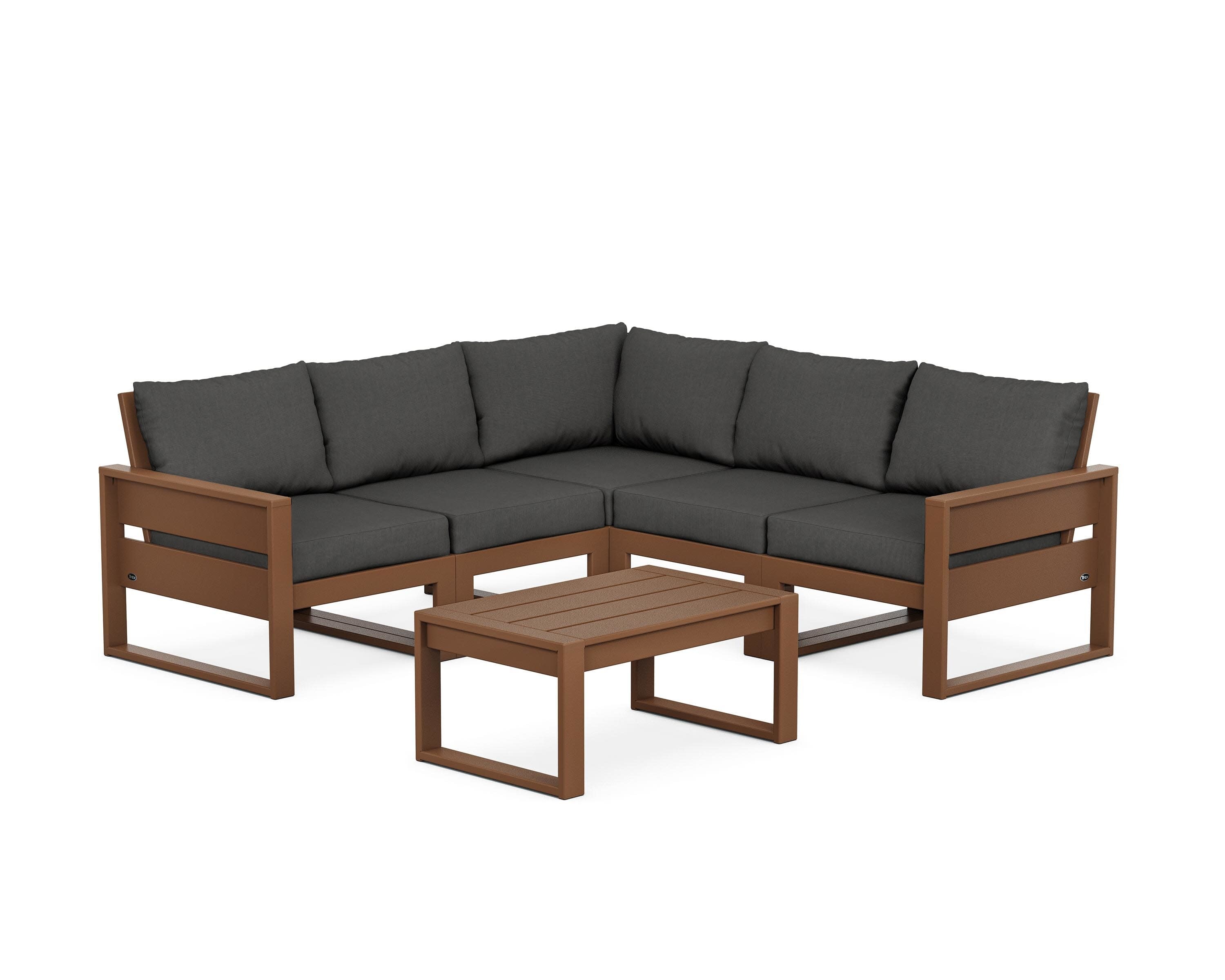 Eastport 6-Piece Deep Seating Sectional + Coffee Table Set in Tree House / Spectrum Carbon