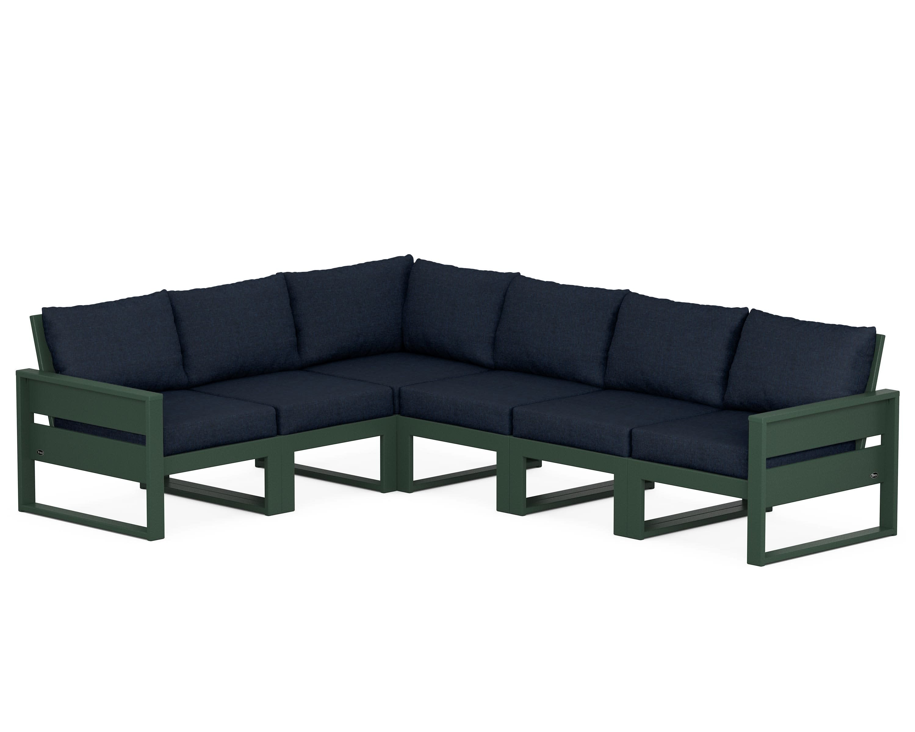 Eastport 6-Piece Sectional in Rainforest Canopy / Marine Indigo