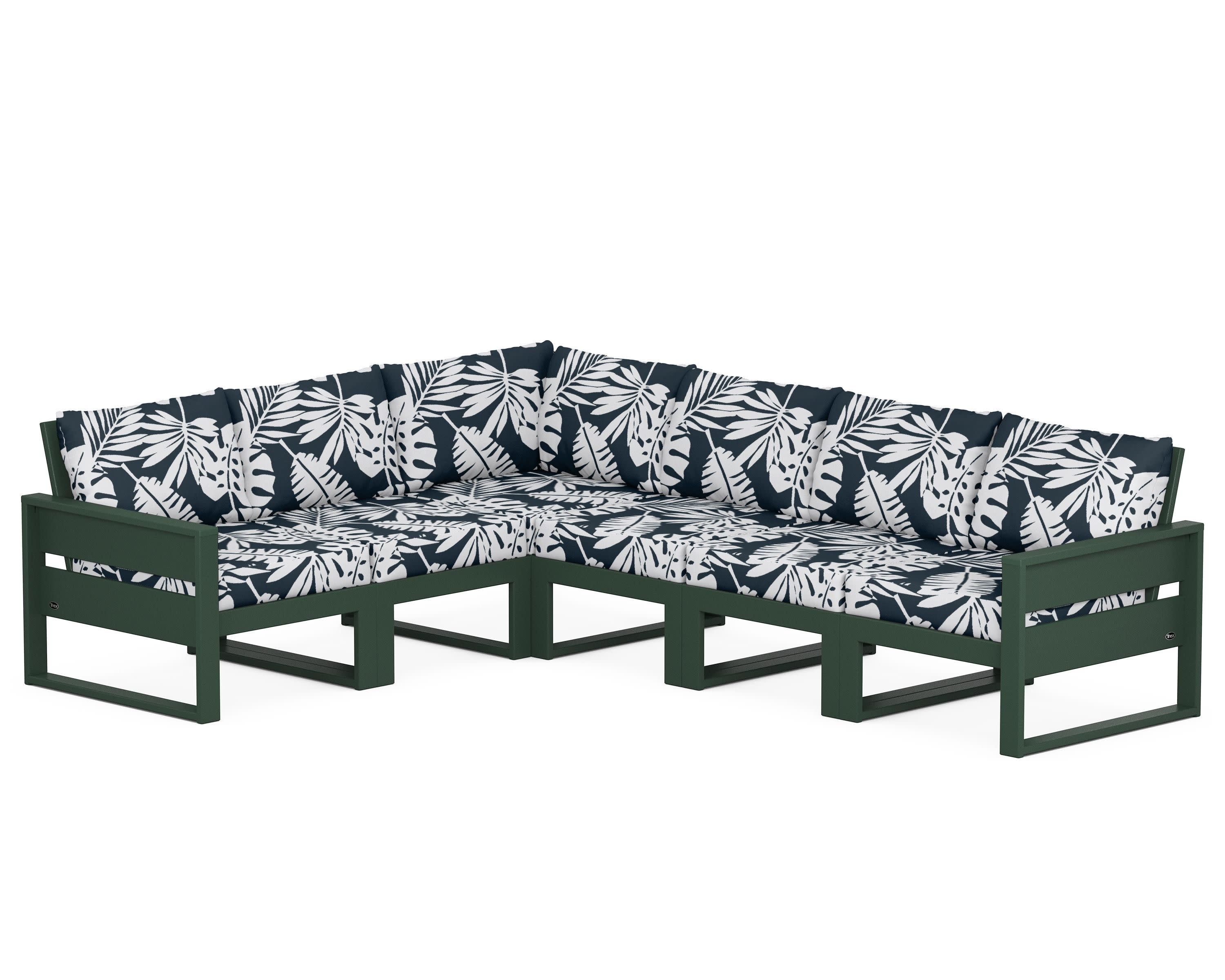 Eastport 6-Piece Sectional in Rainforest Canopy / Leaf Marine Indigo
