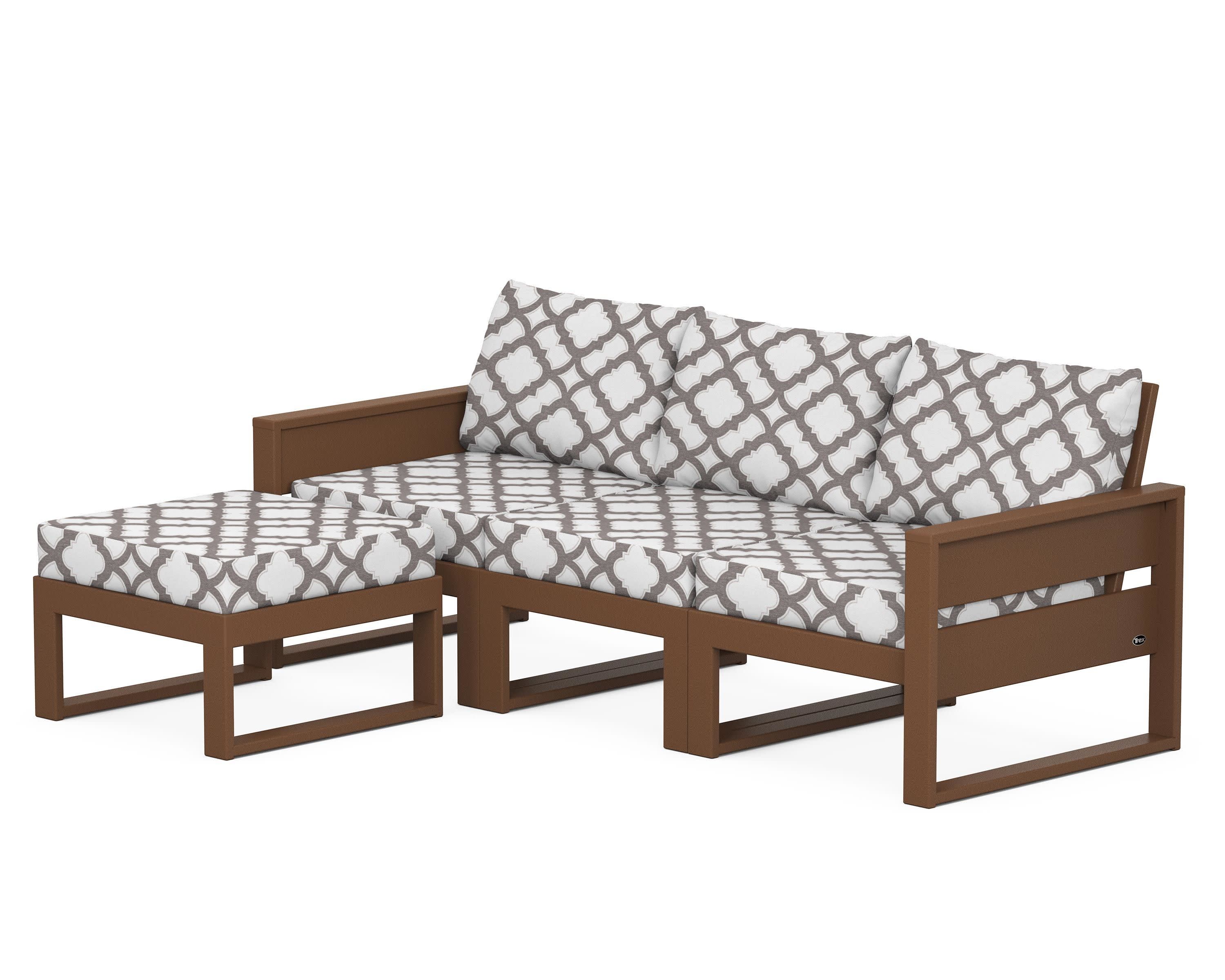 Eastport 4- Piece Sectional with Ottoman in Tree House / Trellis Grey Mist