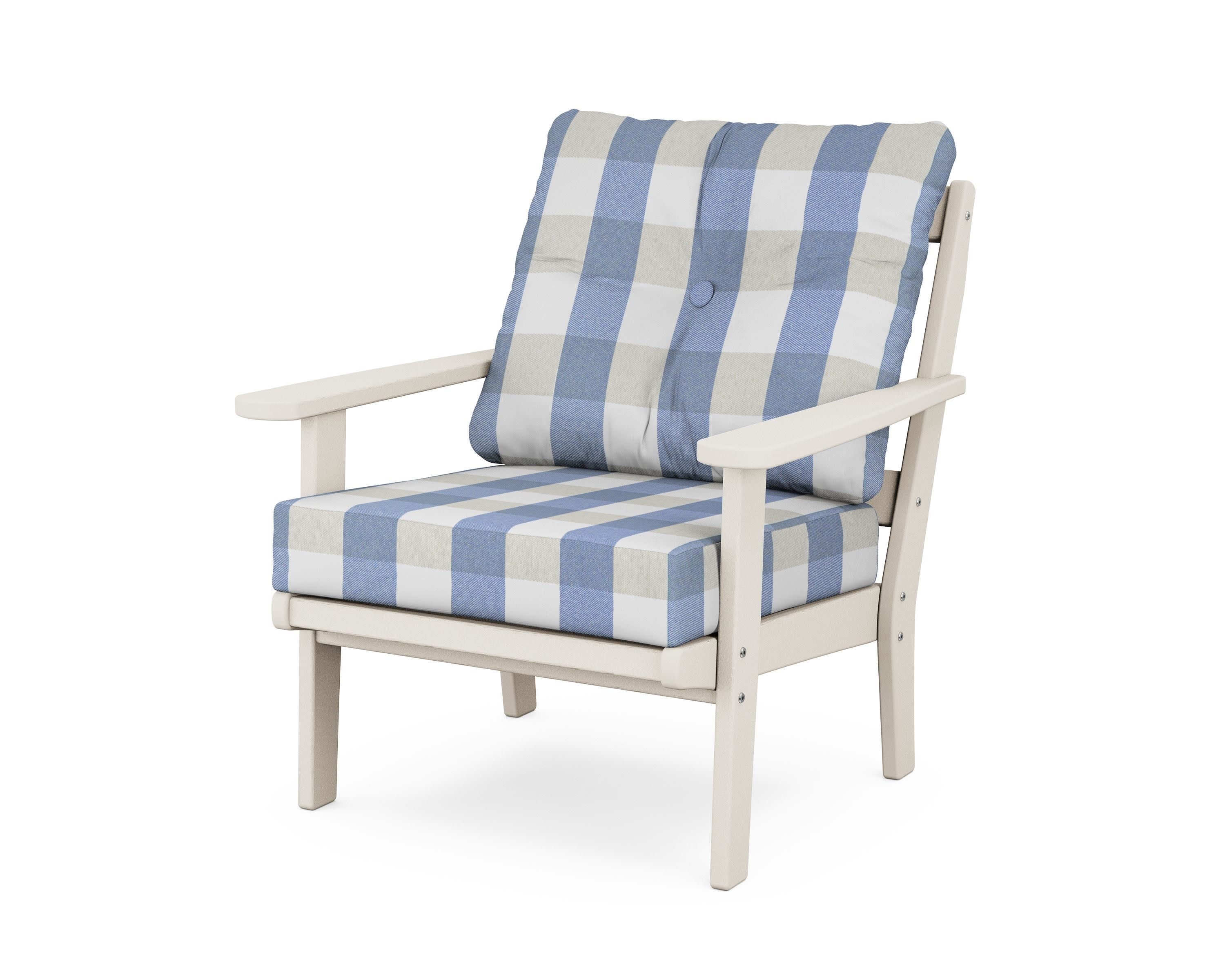 Cape Cod Deep Seating Chair in Sand Castle / Buffalo Plaid Sky Blue