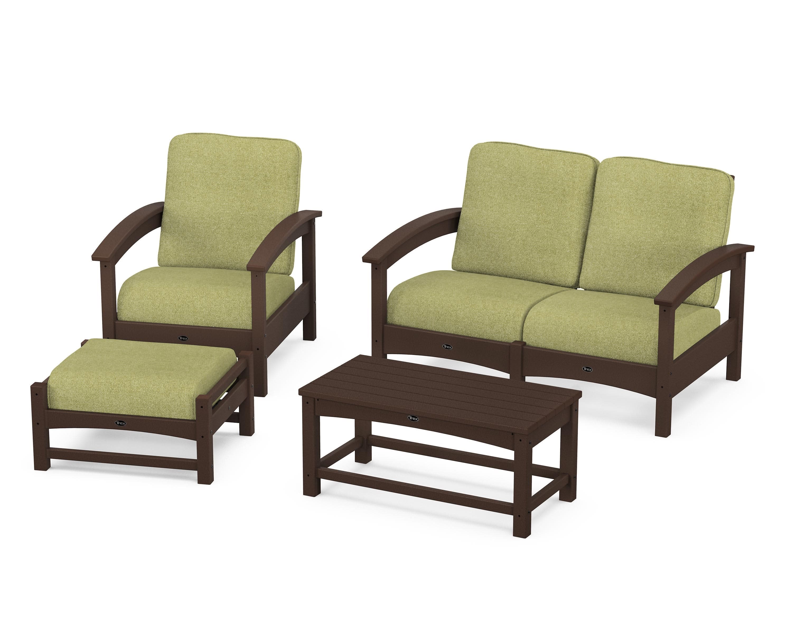Rockport 4-Piece Deep Seating Conversation Group in Vintage Lantern / Chartreuse Boucle