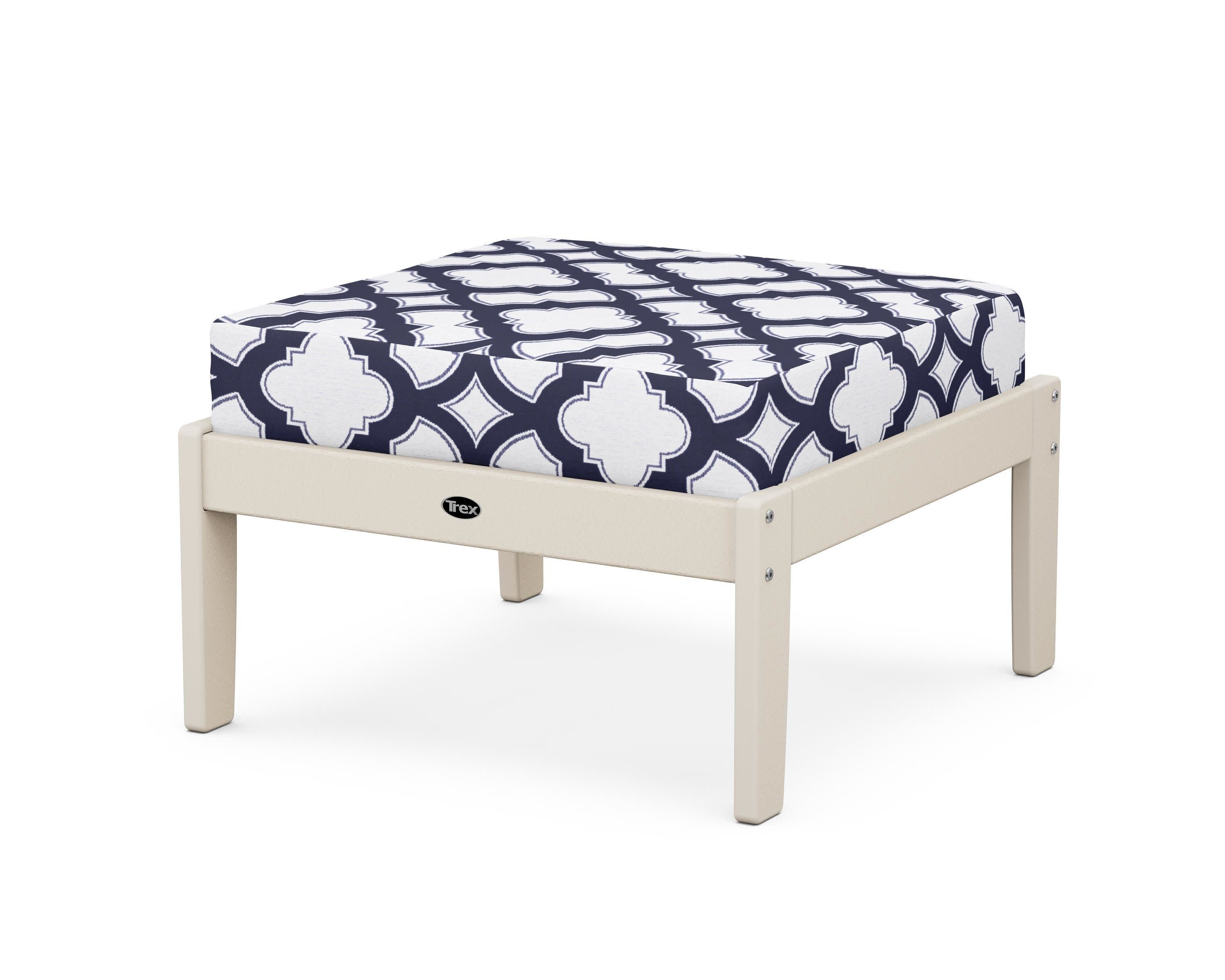 Yacht Club Deep Seating Ottoman in Sand Castle / Trellis Navy