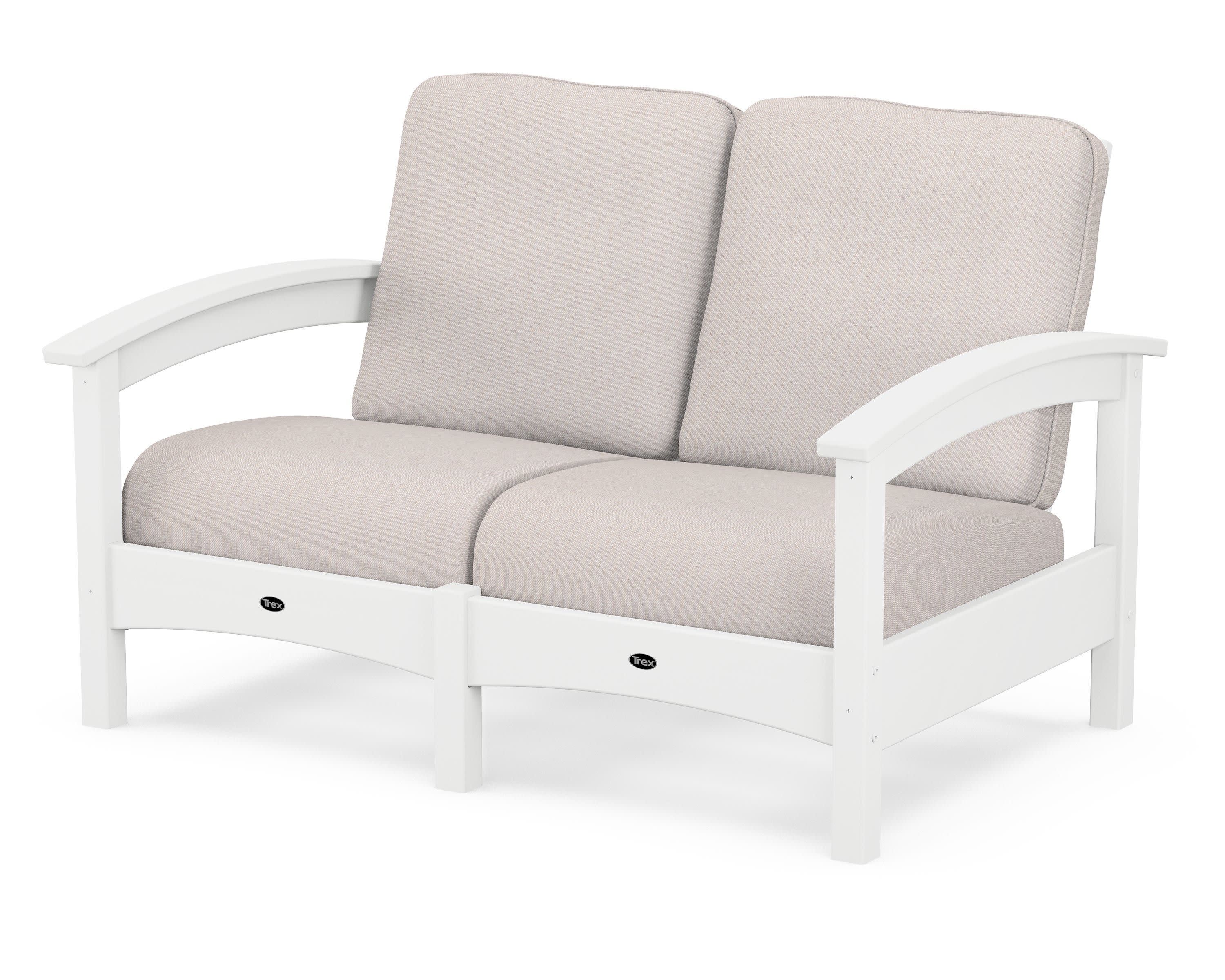 Rockport Club Loveseat in Classic White / Dune Burlap