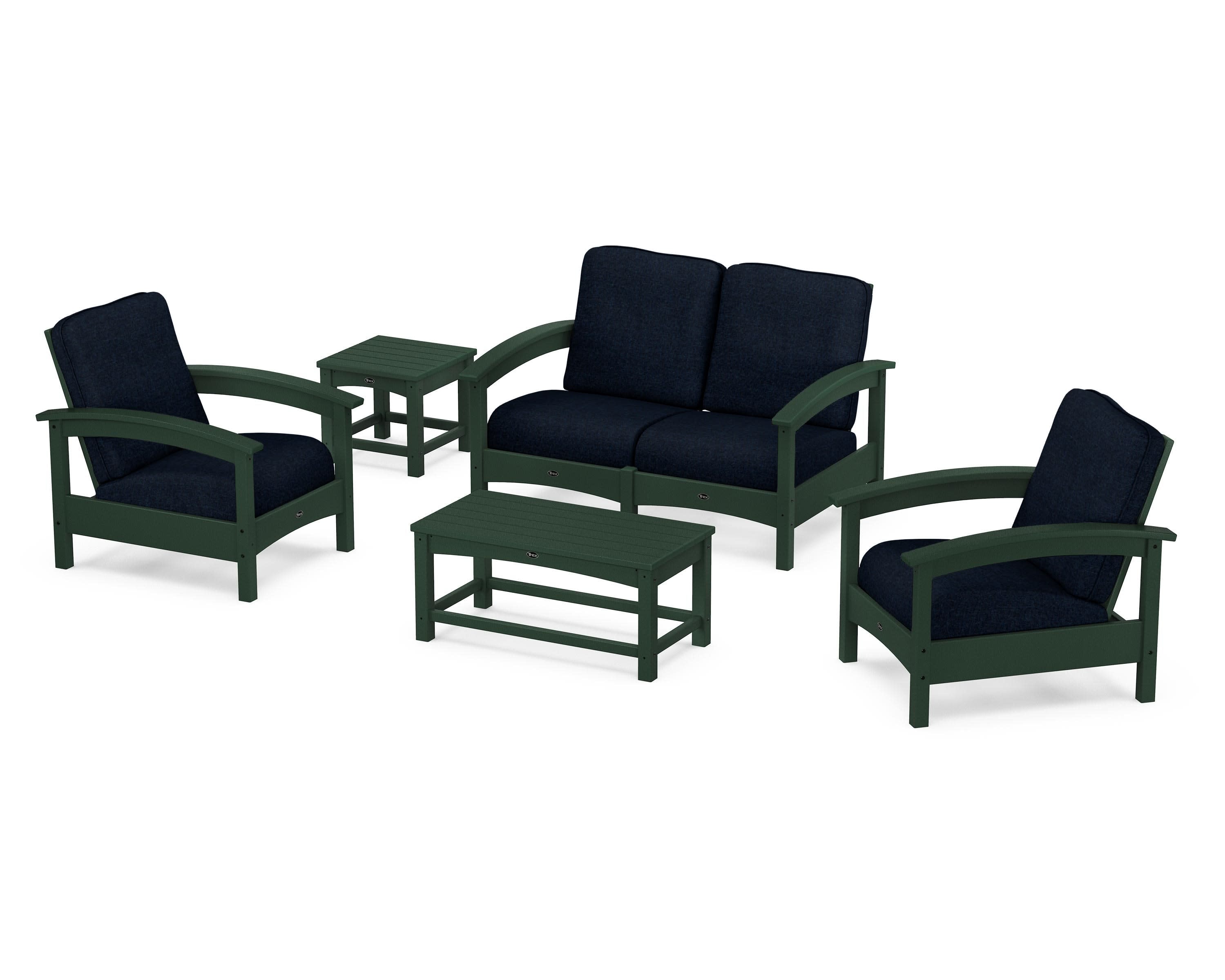 Rockport Club 6-Piece Deep Seating Conversation Set in Rainforest Canopy / Marine Indigo