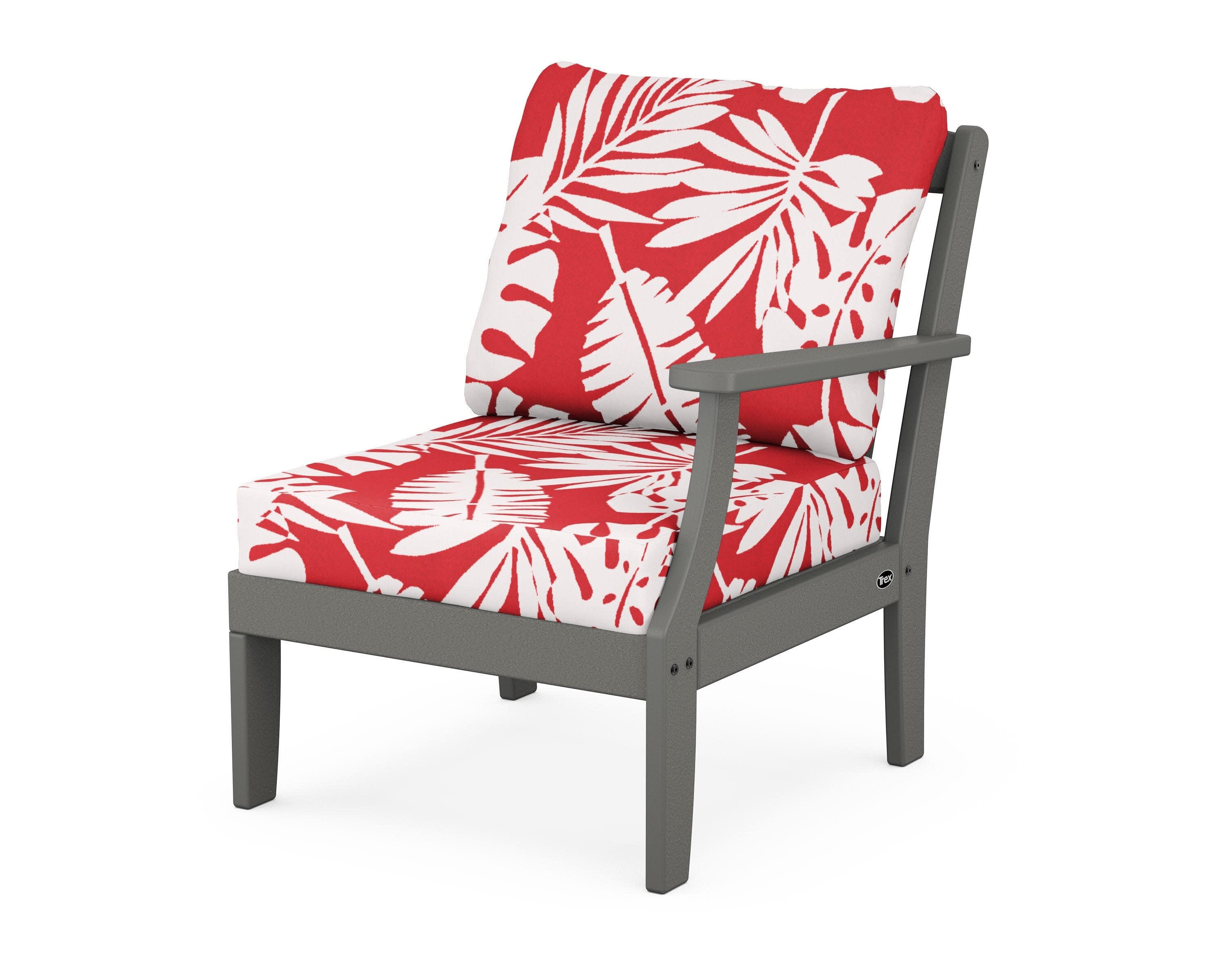 Yacht Club Modular Right Arm Chair in Stepping Stone / Leaf Crimson
