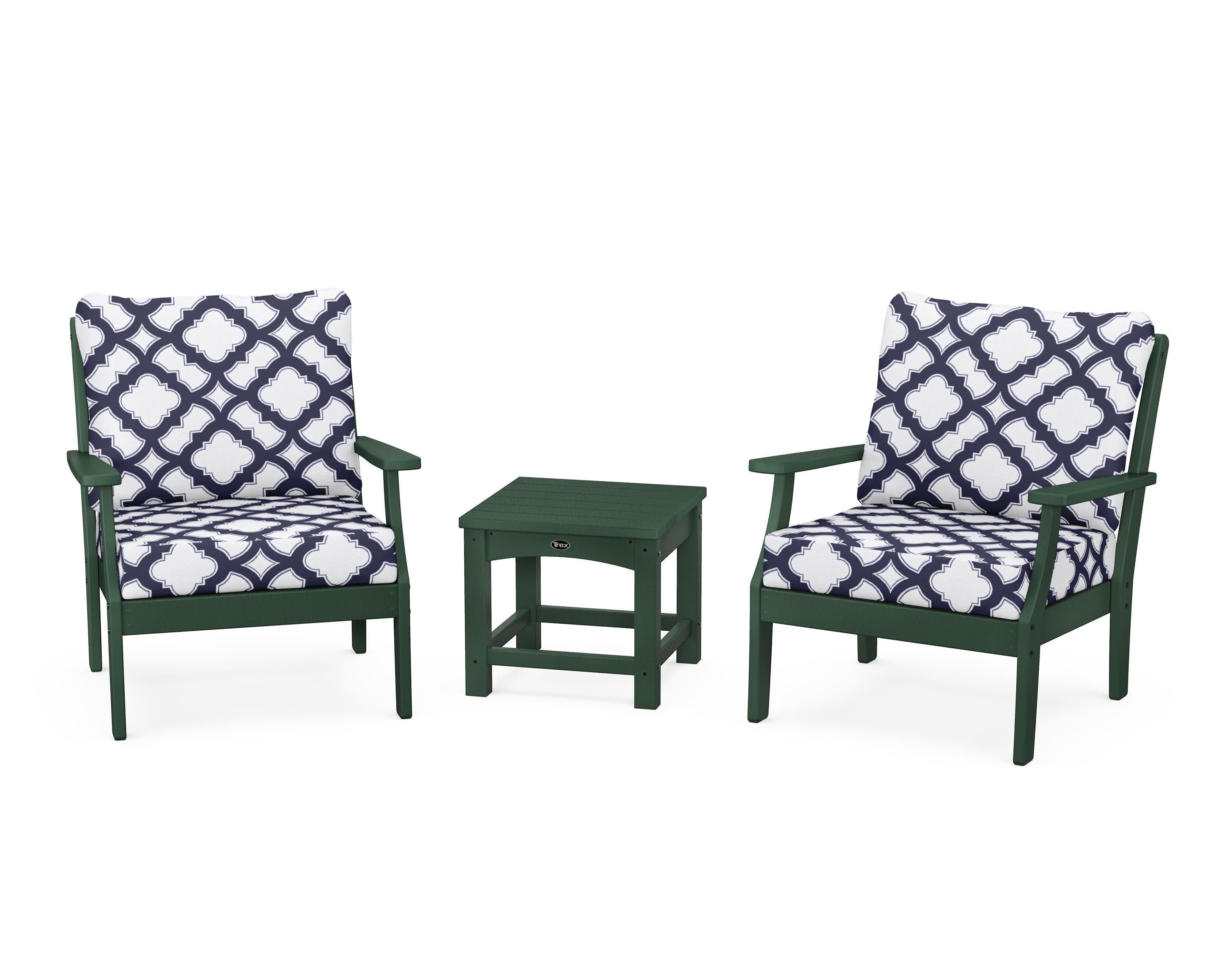 Yacht Club 3-Piece Deep Seating Set in Rainforest Canopy / Trellis Navy
