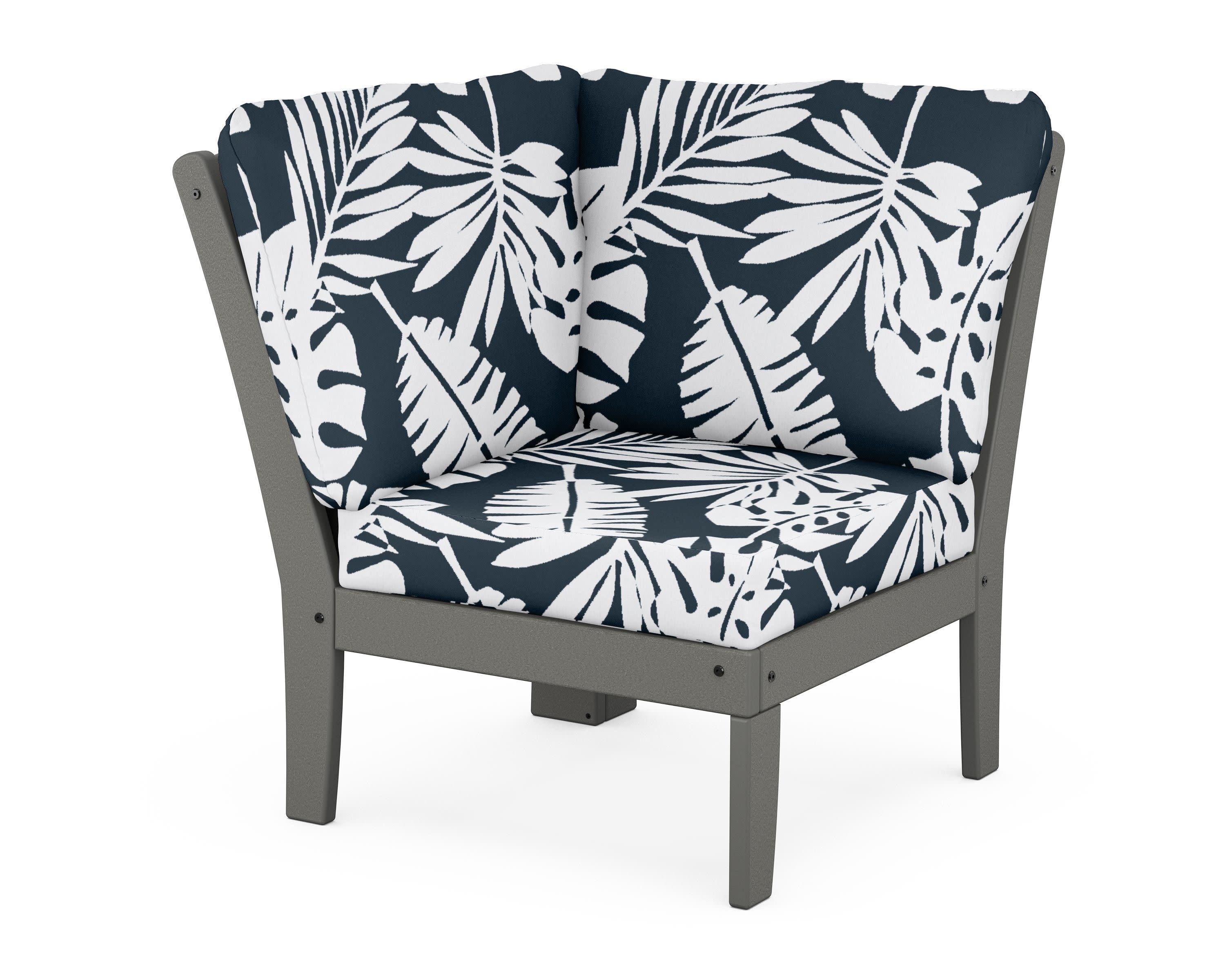 Yacht Club Modular Corner Chair in Stepping Stone / Leaf Marine Indigo