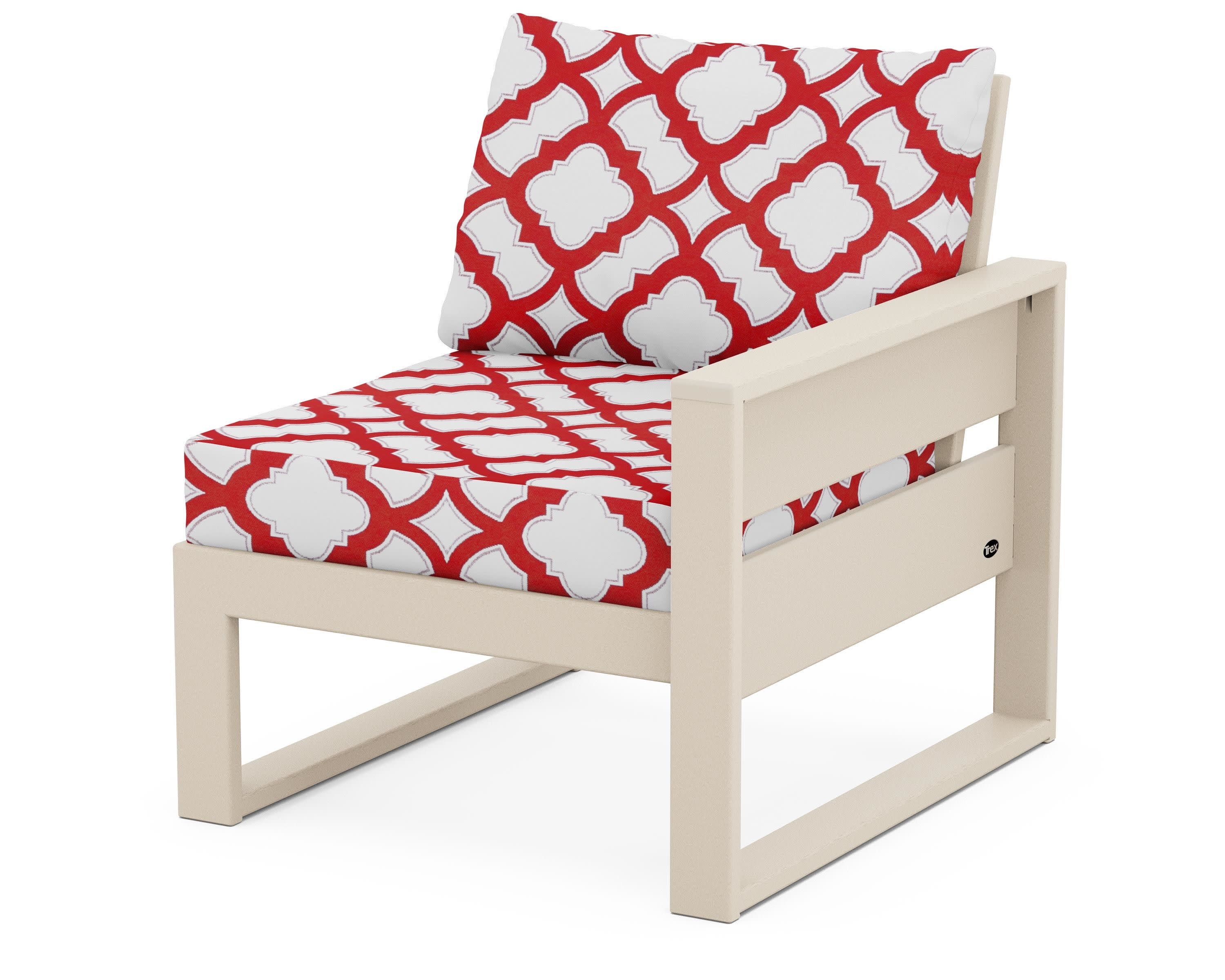 Eastport Modular Right Arm Chair in Sand Castle / Trellis Crimson