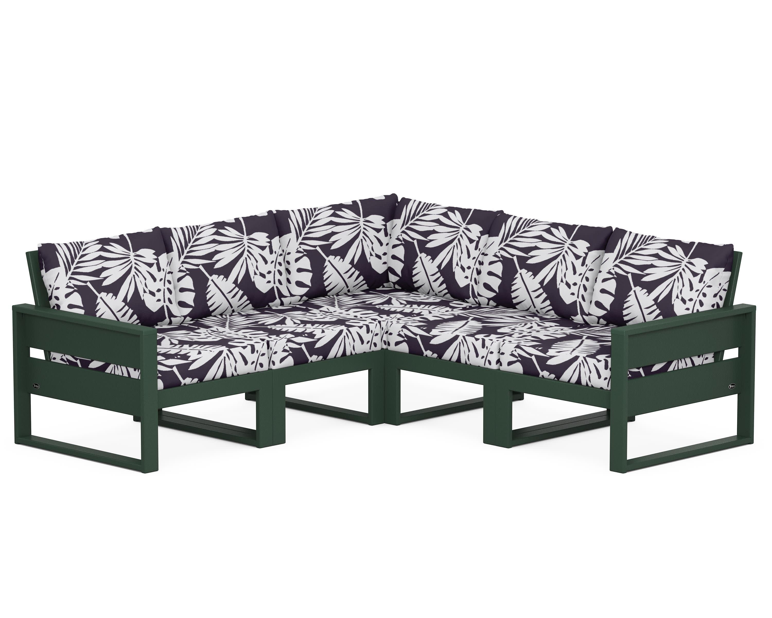 Eastport 5-Piece Sectional in Rainforest Canopy / Leaf Navy