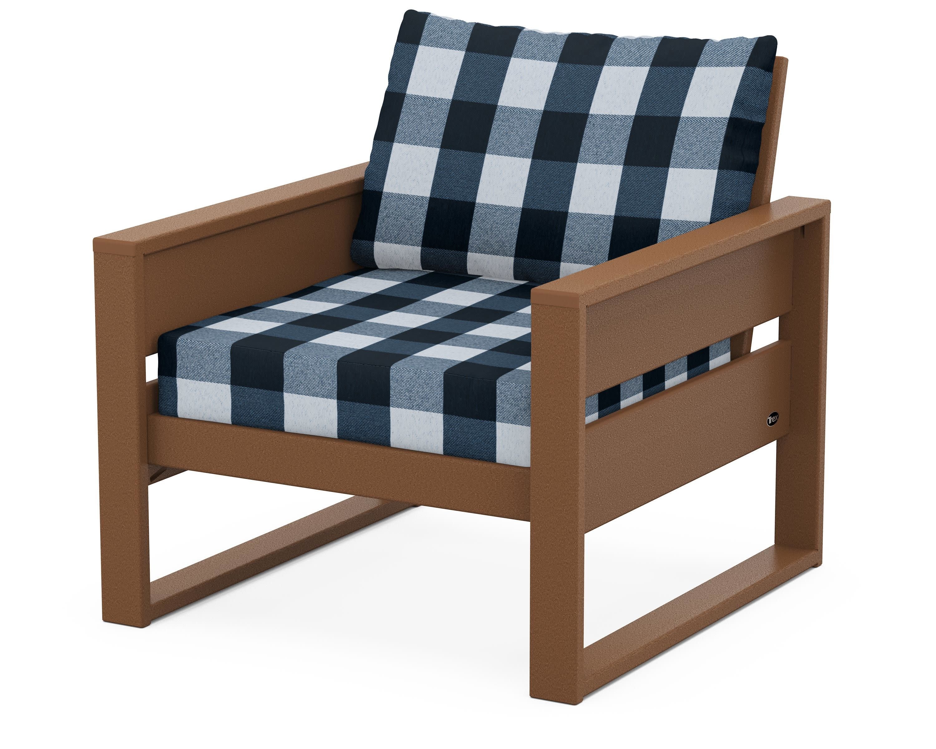 Eastport Club Chair in Tree House / Buffalo Plaid Marine Indigo