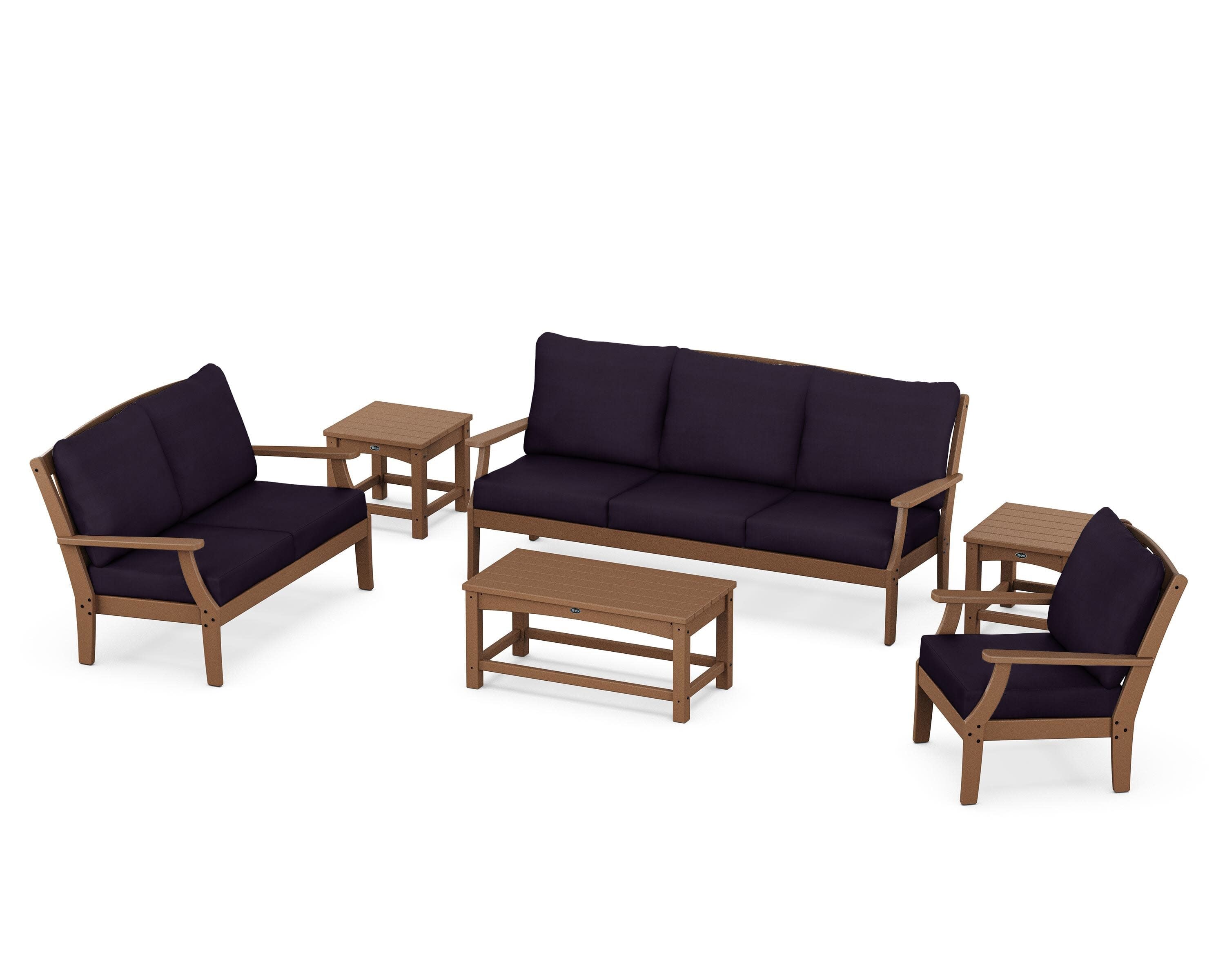 Yacht Club 6-Piece Deep Seating Set in Tree House / Navy Linen