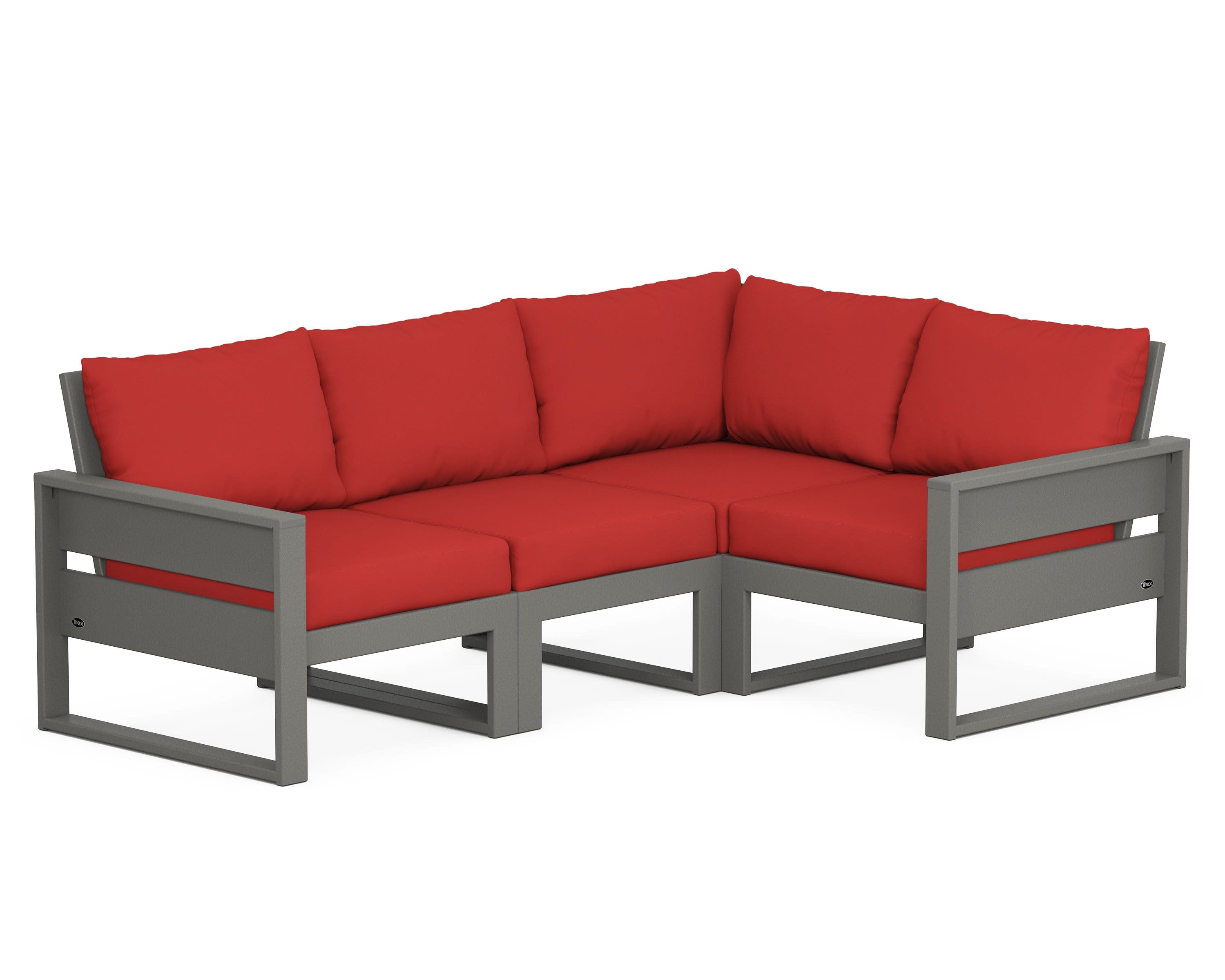 Eastport 4- Piece Sectional in Stepping Stone / Crimson Linen