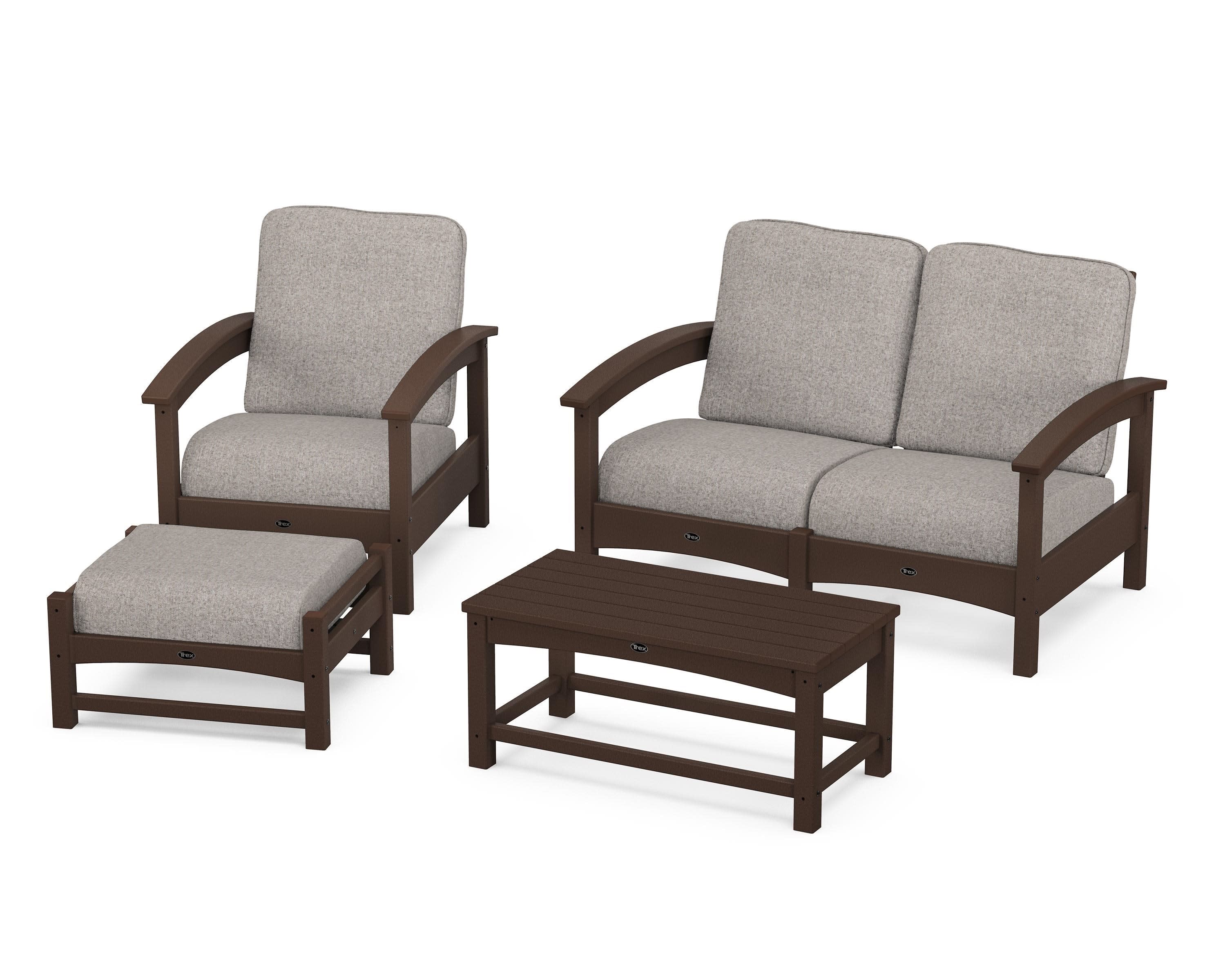 Rockport 4-Piece Deep Seating Conversation Group in Vintage Lantern / Weathered Tweed