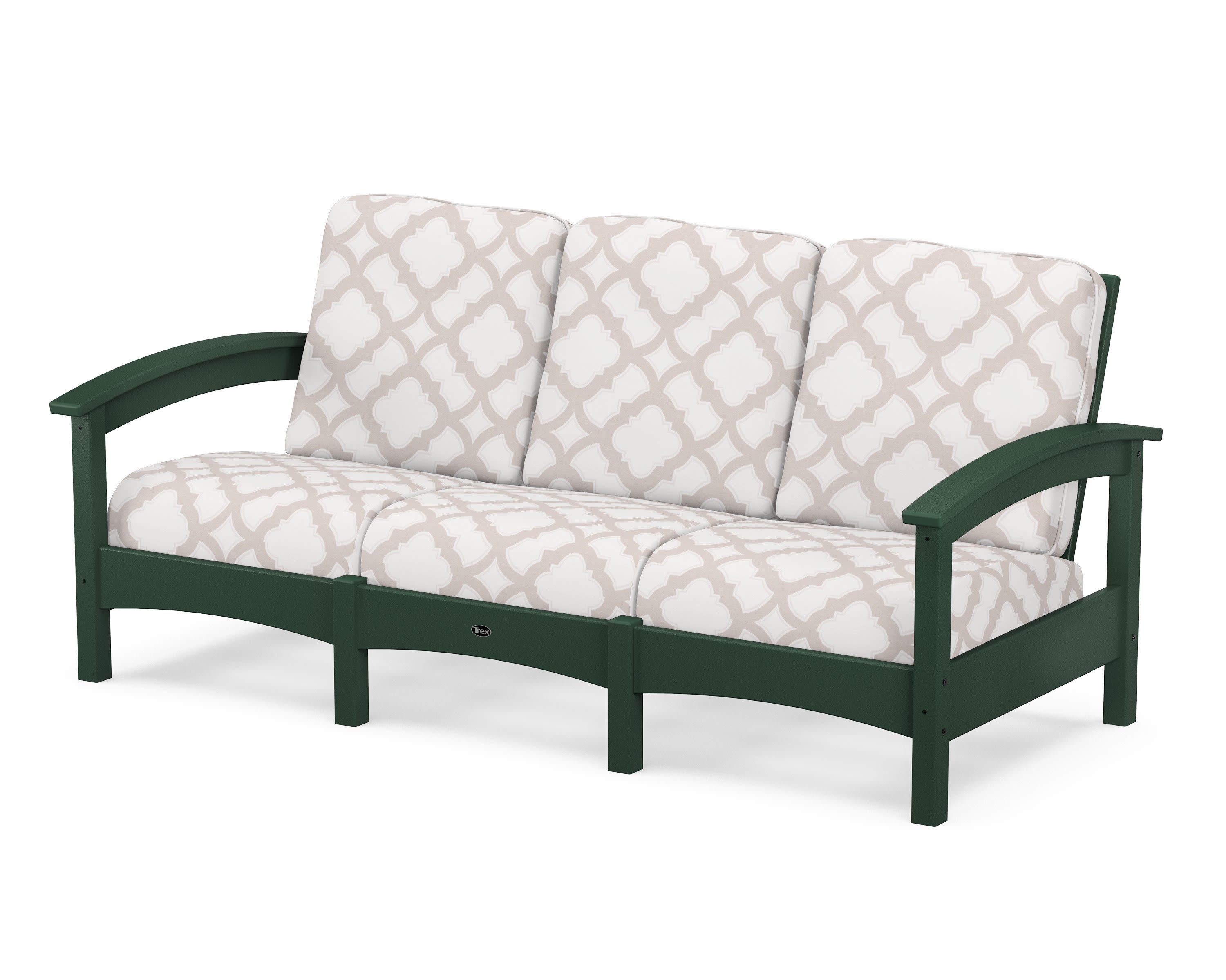 Rockport Club Sofa in Rainforest Canopy / Trellis Dune Burlap
