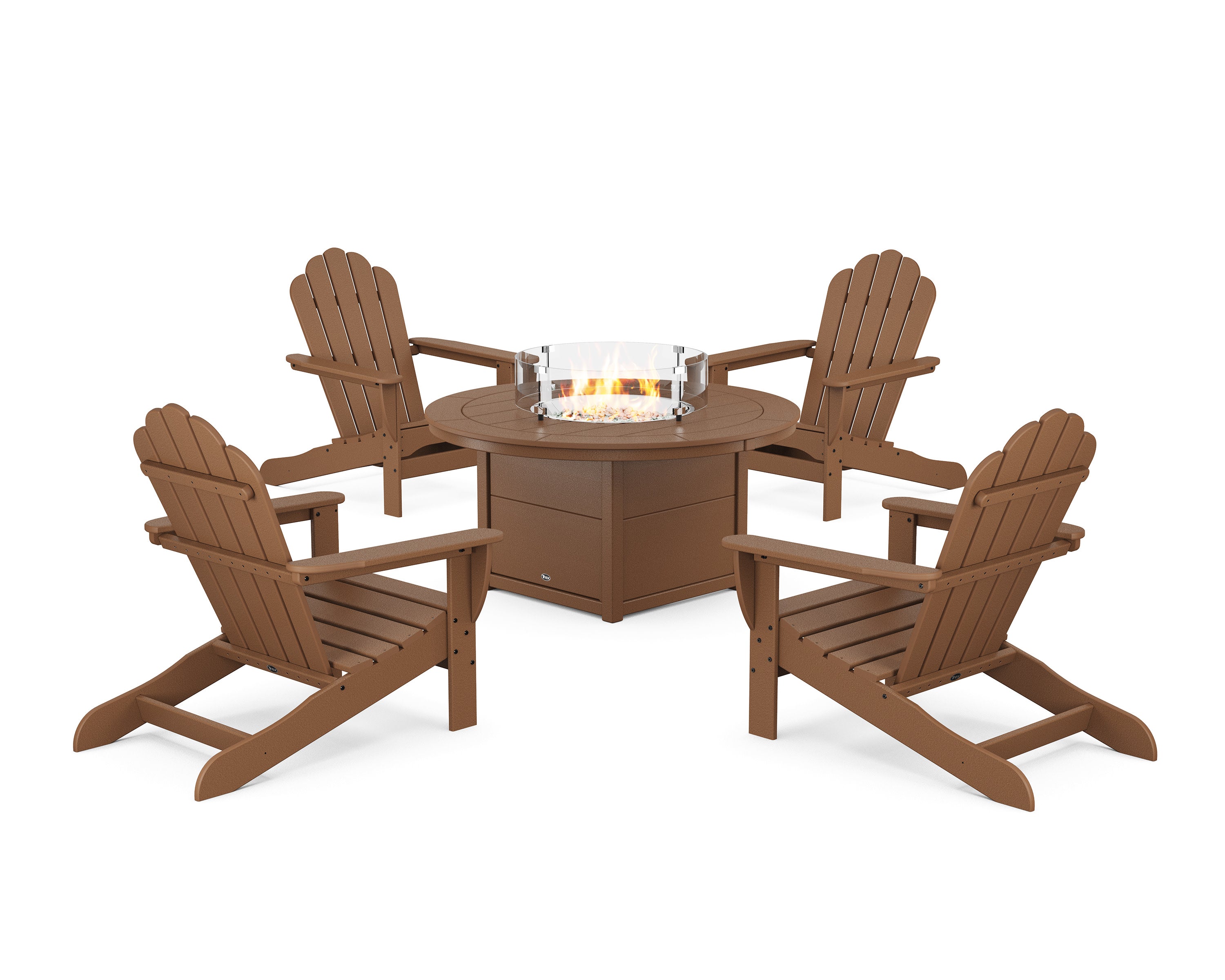 5-Piece Monterey Bay Oversized Adirondack Conversation Set with Fire Pit Table in Tree House