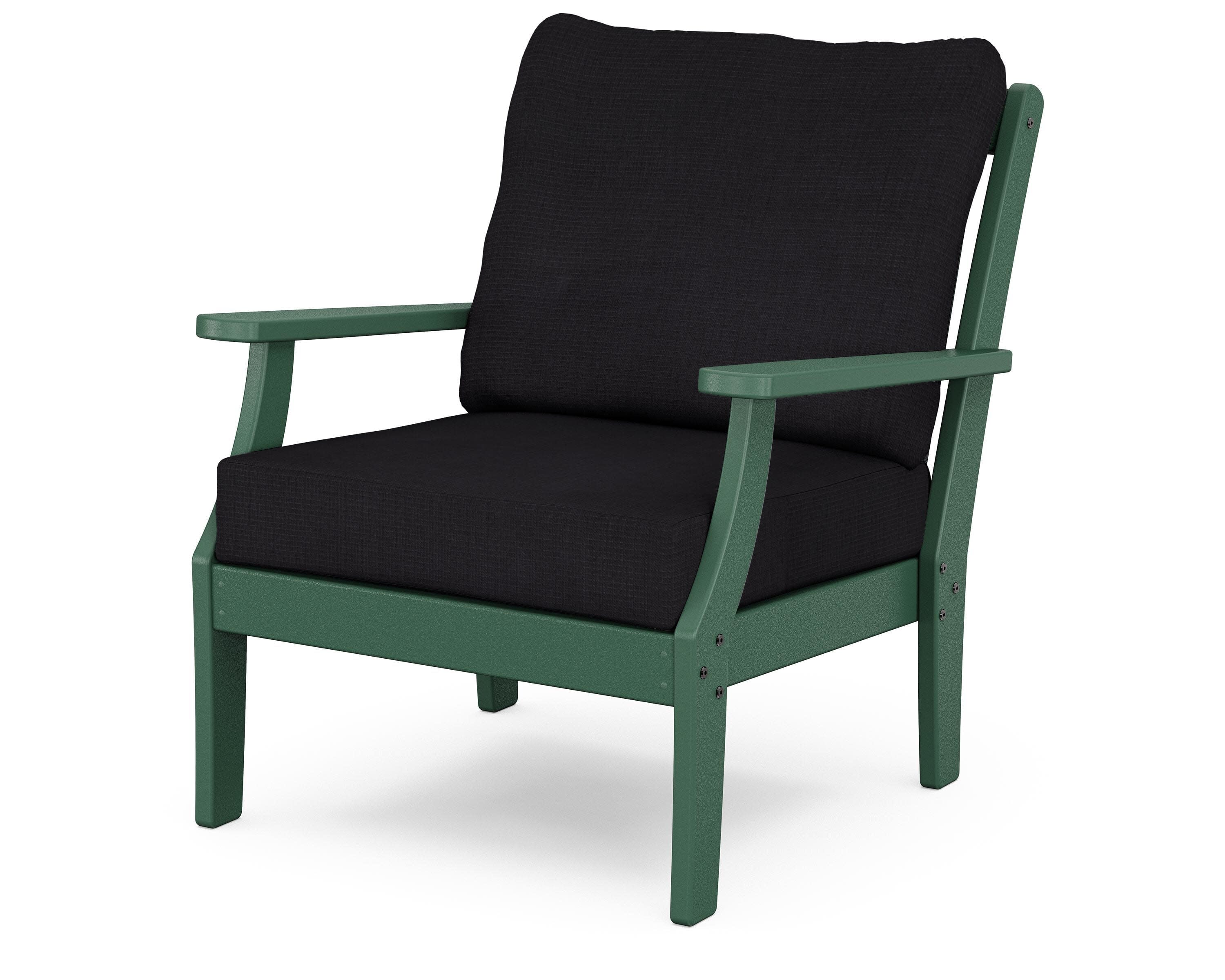Yacht Club Deep Seating Chair in Rainforest Canopy / Midnight Linen