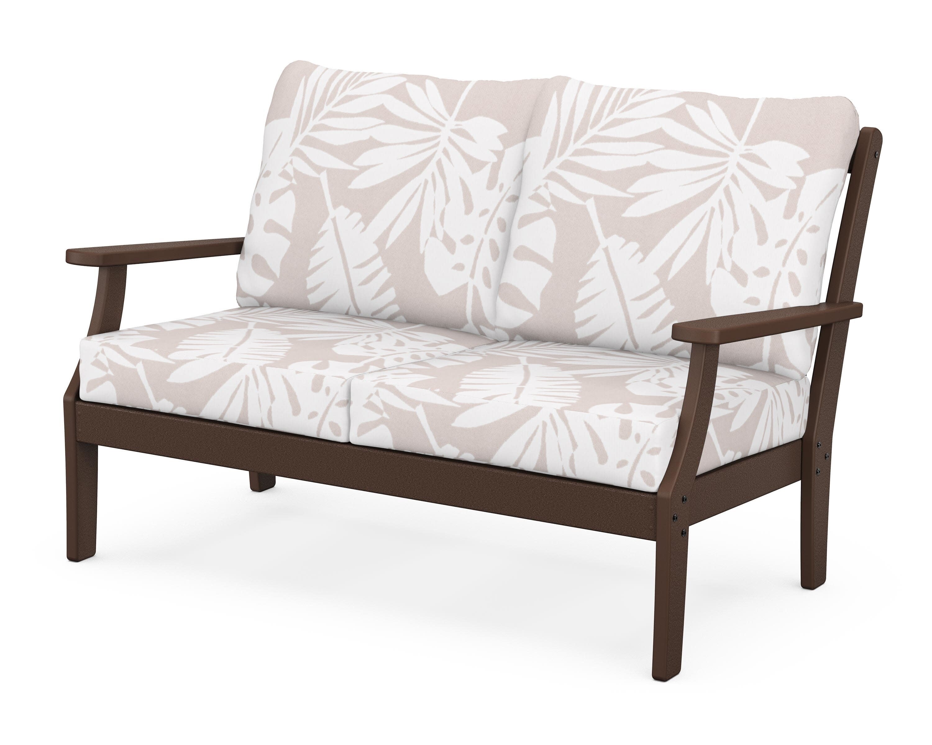 Yacht Club Deep Seating Loveseat in Vintage Lantern / Leaf Dune Burlap