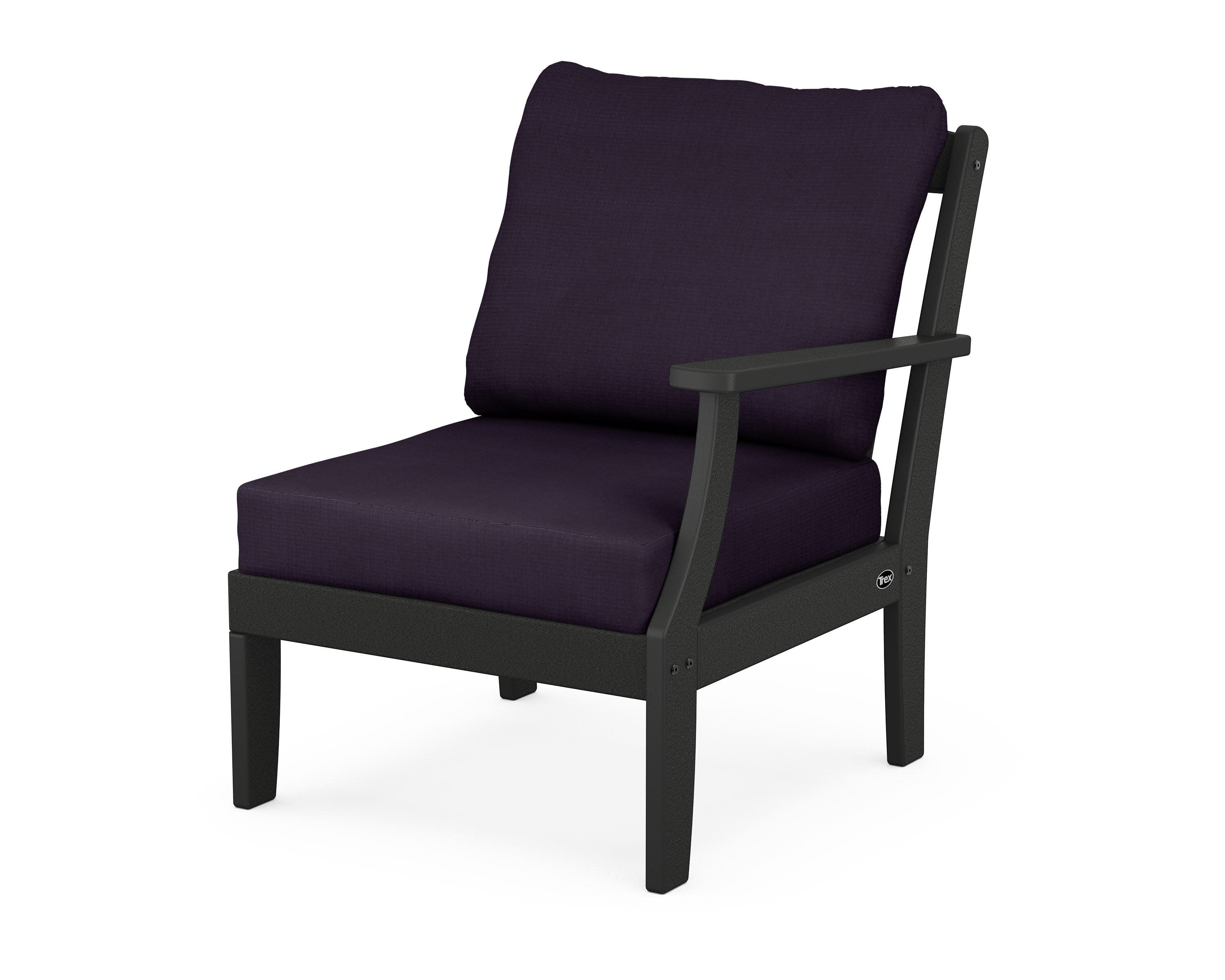 Yacht Club Modular Right Arm Chair in Charcoal Black / Navy Linen