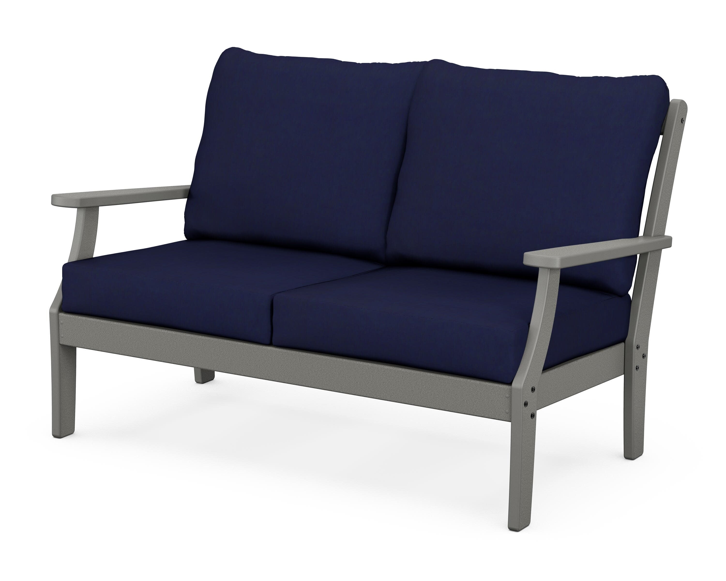 Yacht Club Deep Seating Loveseat in Stepping Stone / Navy