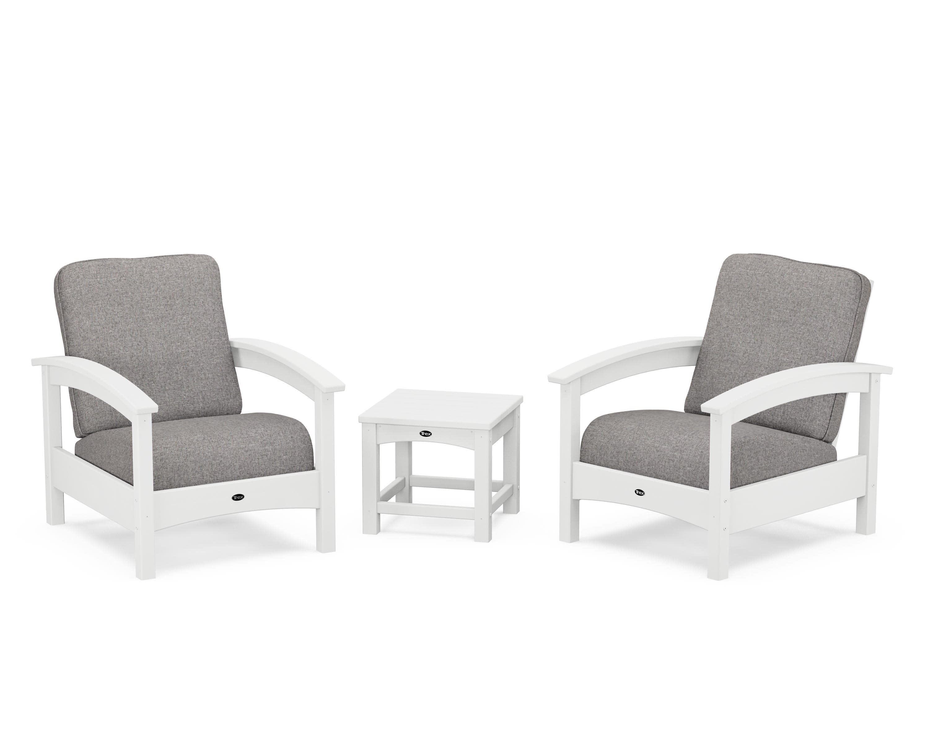 Rockport Club 3-Piece Deep Seating Conversation Set in Classic White / Grey Mist
