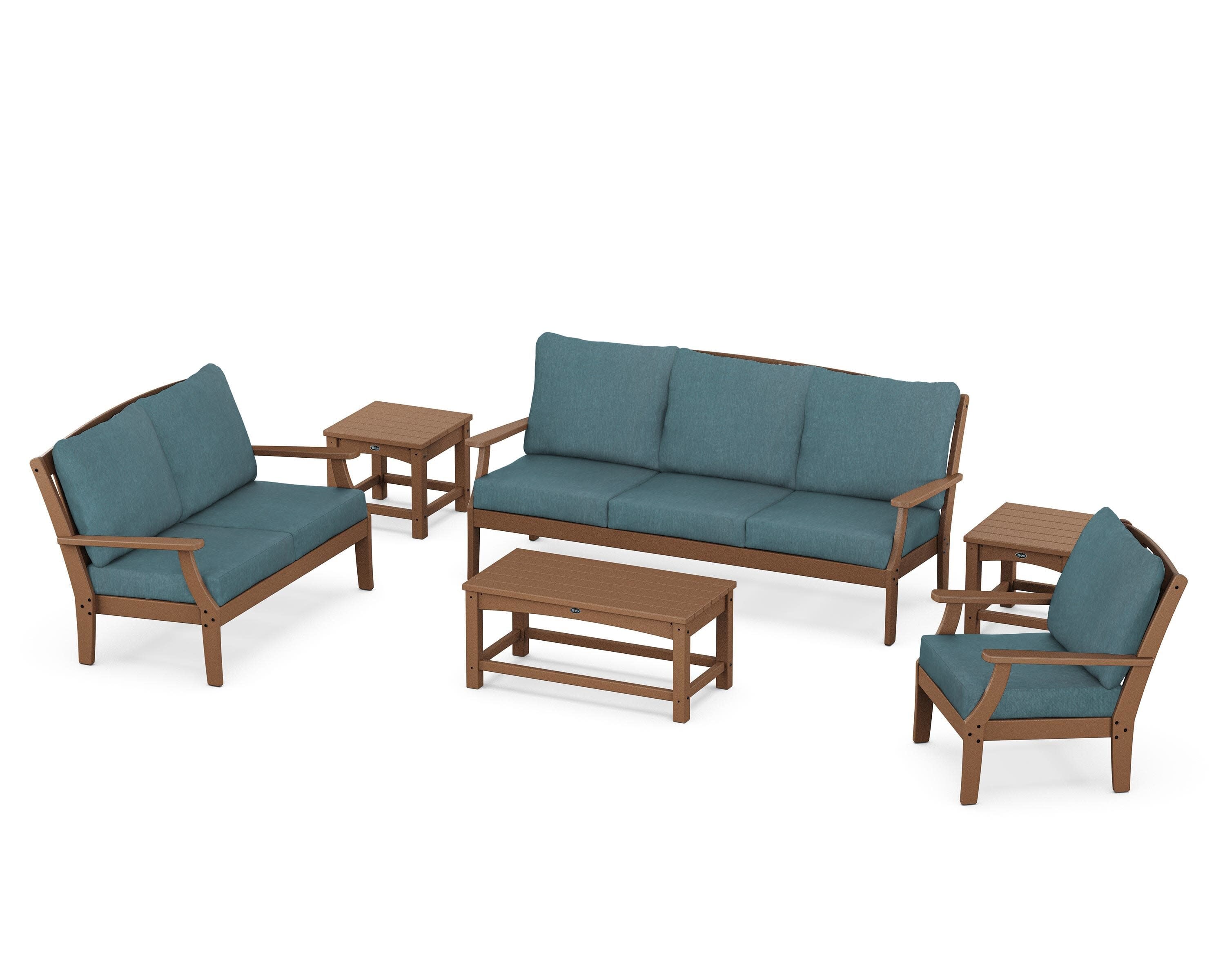 Yacht Club 6-Piece Deep Seating Set in Tree House / Ocean Teal