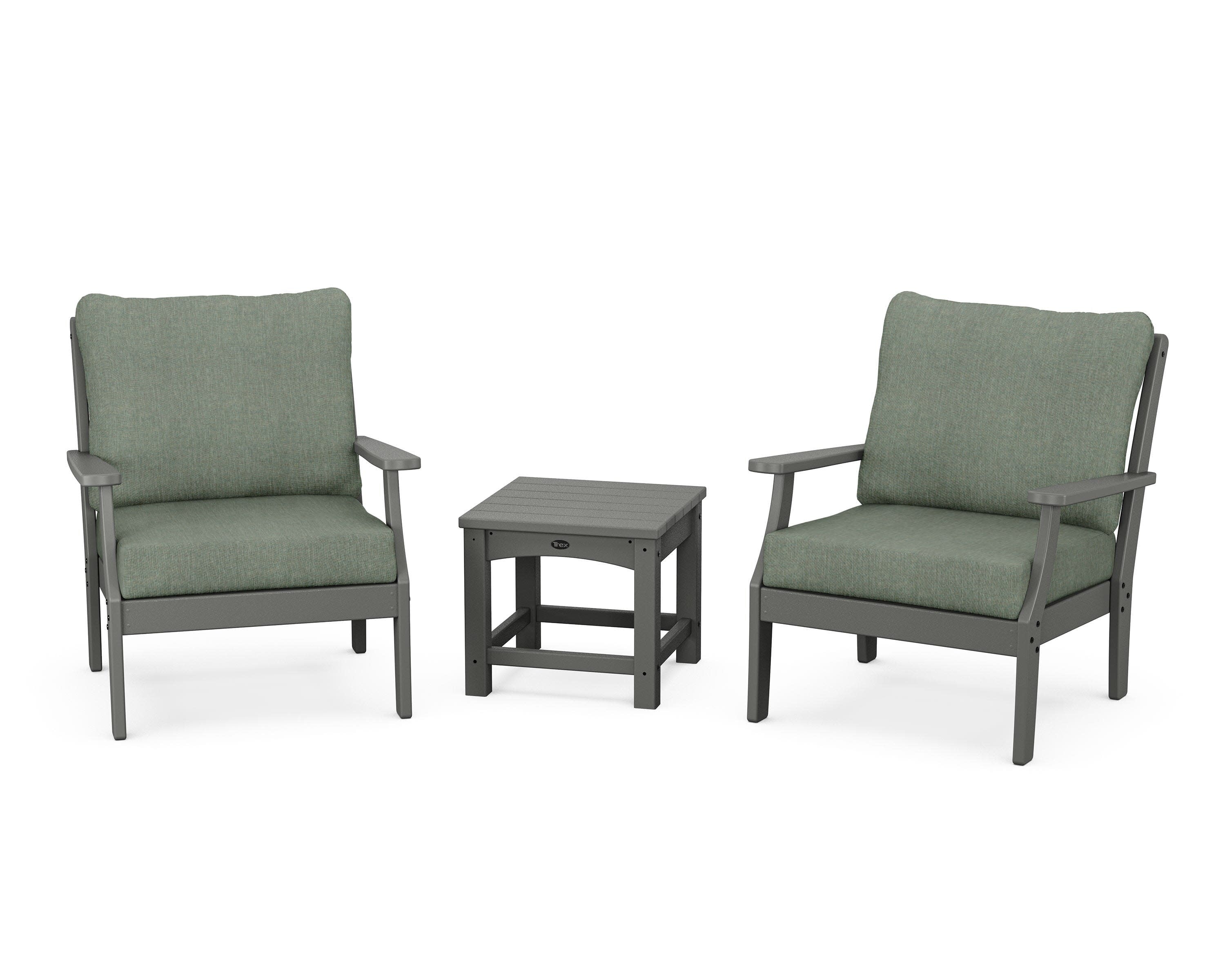 Yacht Club 3-Piece Deep Seating Set in Stepping Stone / Cast Sage