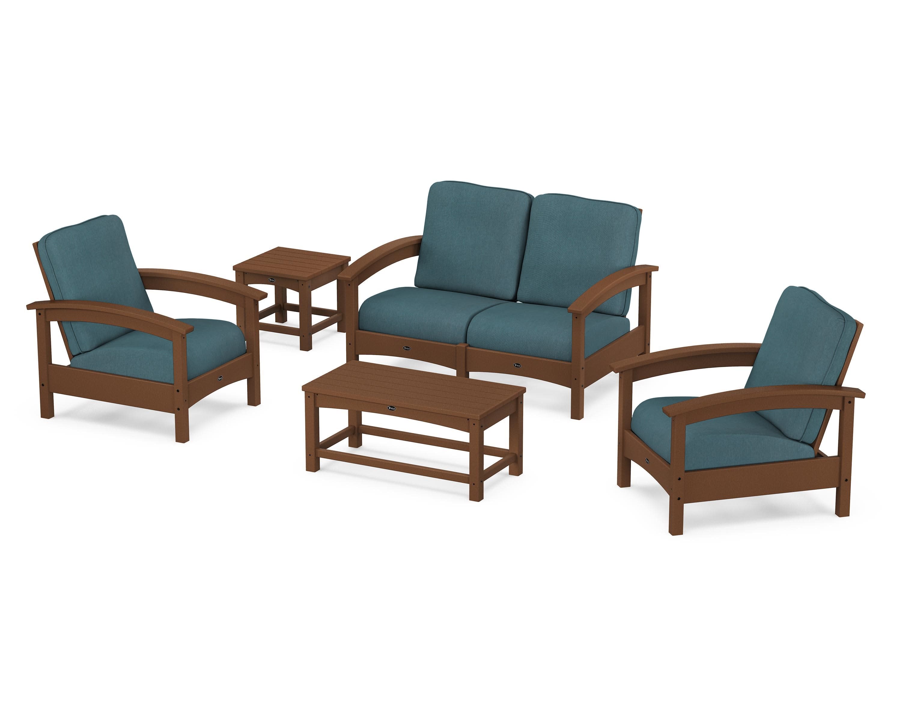 Rockport Club 6-Piece Deep Seating Conversation Set in Tree House / Ocean Teal